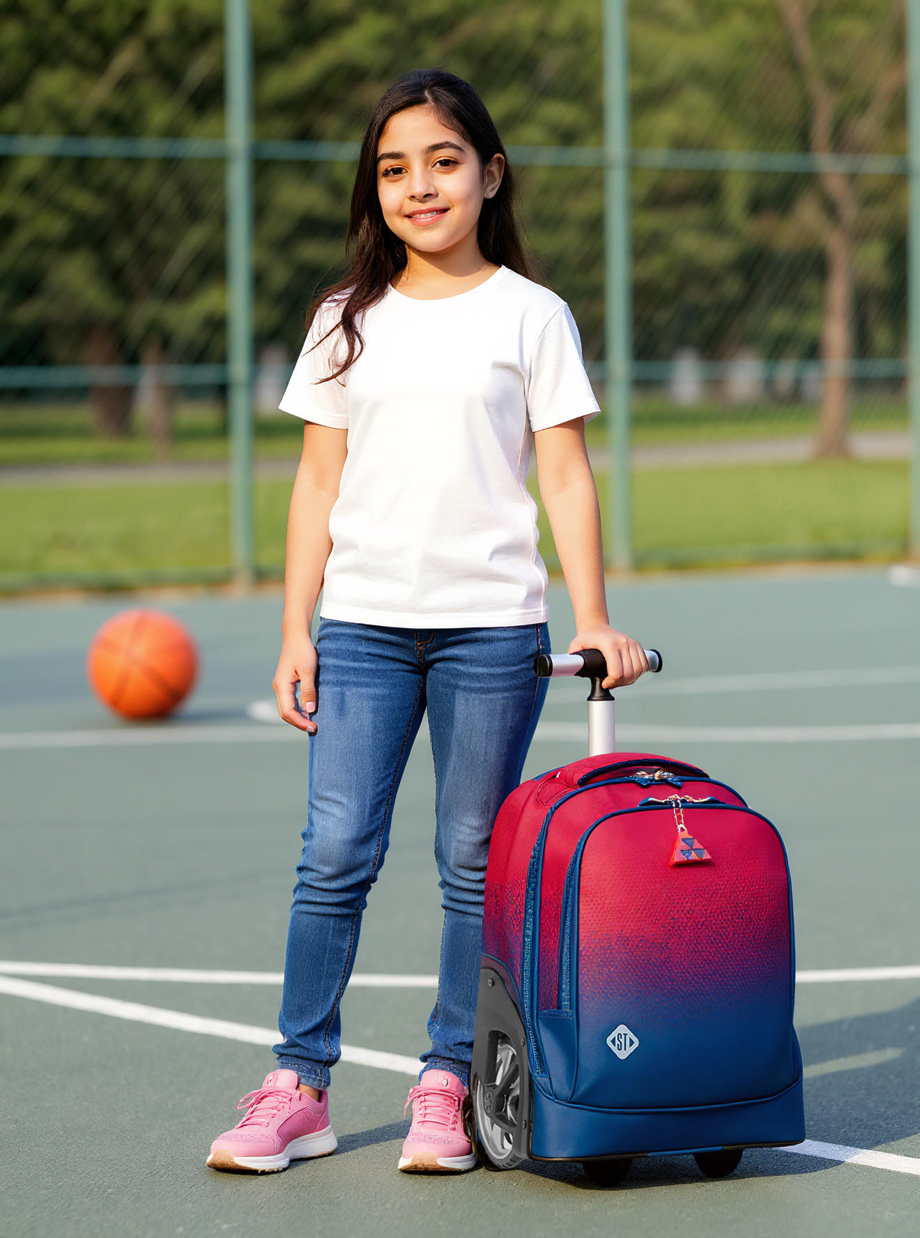 St.Right Abstract Trolley Bag for Girls 8-13 Years with Retractable Handle -school-bagsandbackpacks-trolleybags-image-2