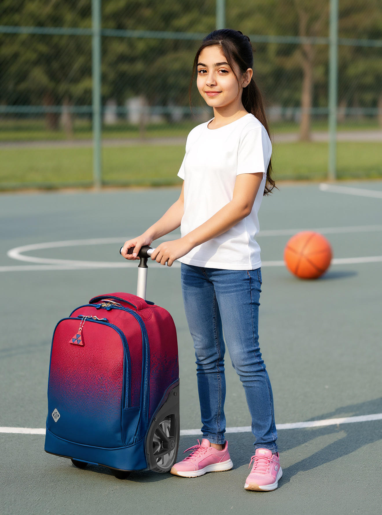 St.Right Abstract Trolley Bag for Girls 8-13 Years with Retractable Handle -school-bagsandbackpacks-trolleybags-image-3