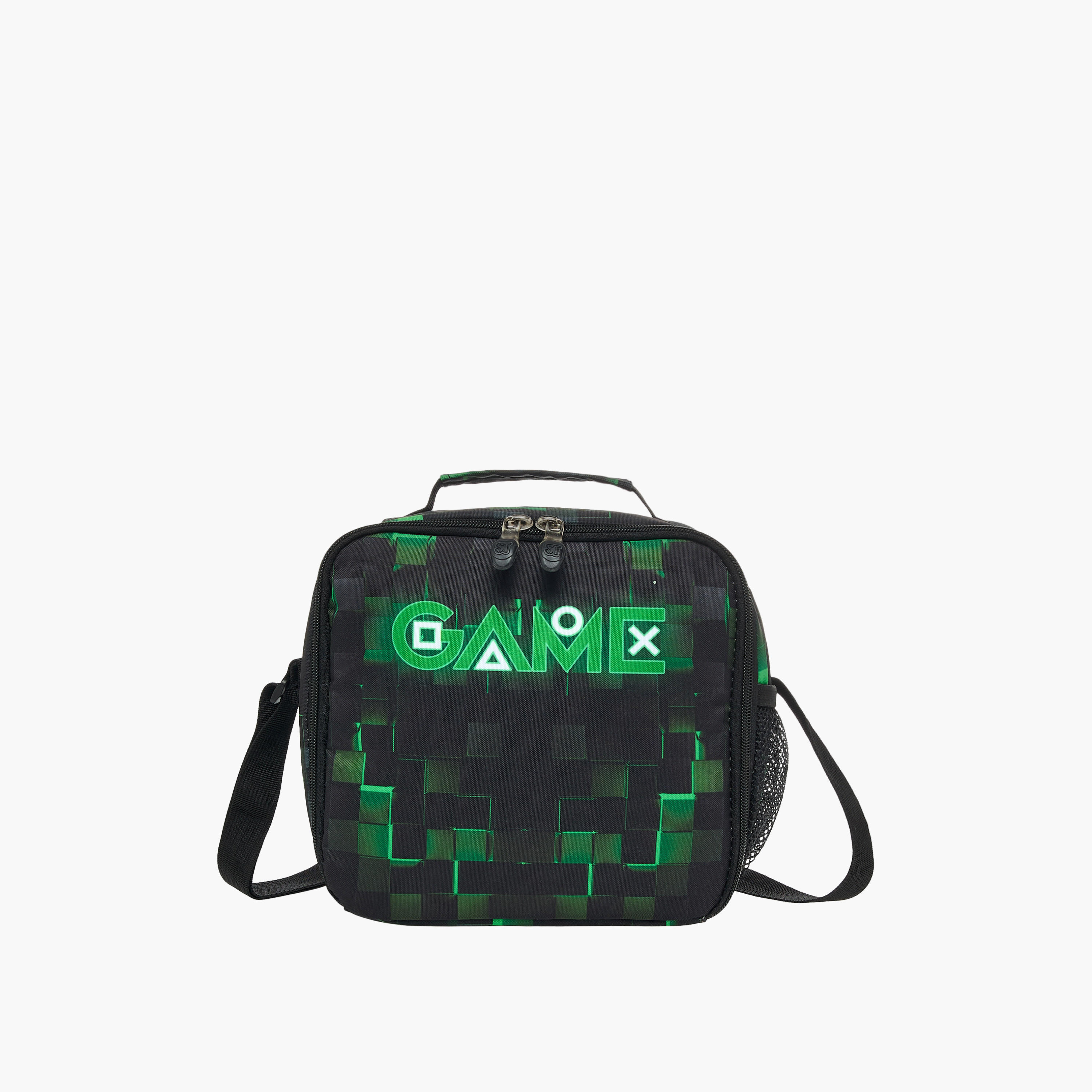 St.Right Pixel Game Print Lunch Bag with Zip Closure-school-lunchessentials-lunchbags-image-1