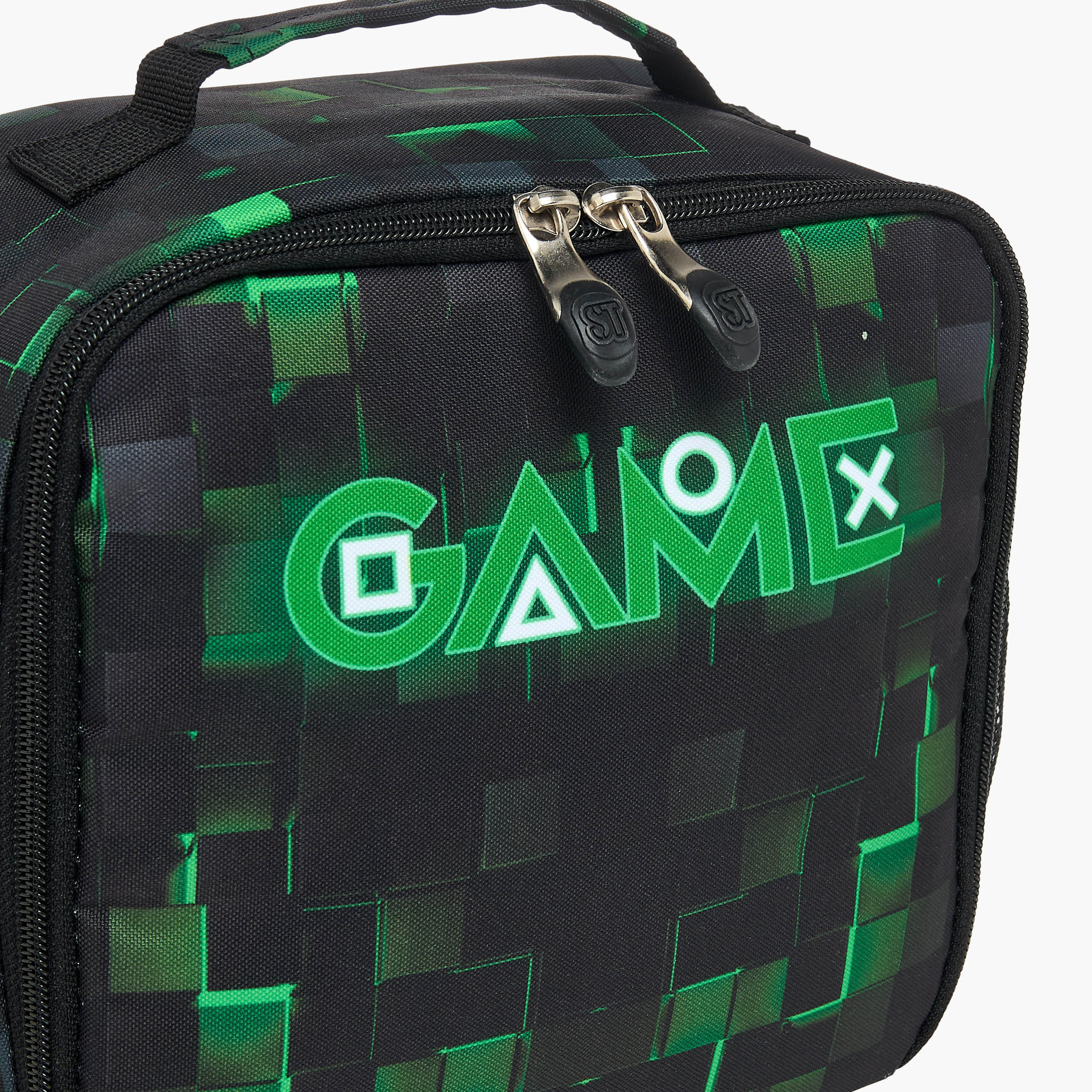 St.Right Pixel Game Print Lunch Bag with Zip Closure-school-lunchessentials-lunchbags-image-5