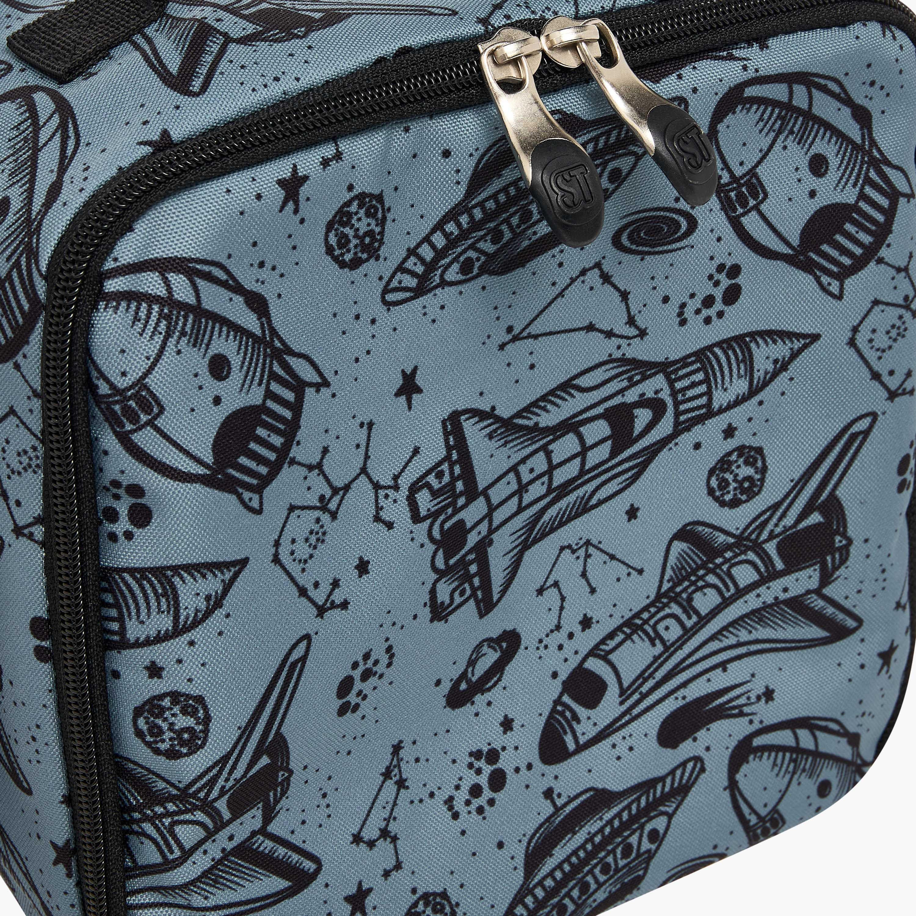 St.Right Space Print Lunch Bag with Adjustable Strap and Zip Closure-school-lunchessentials-lunchbags-image-4