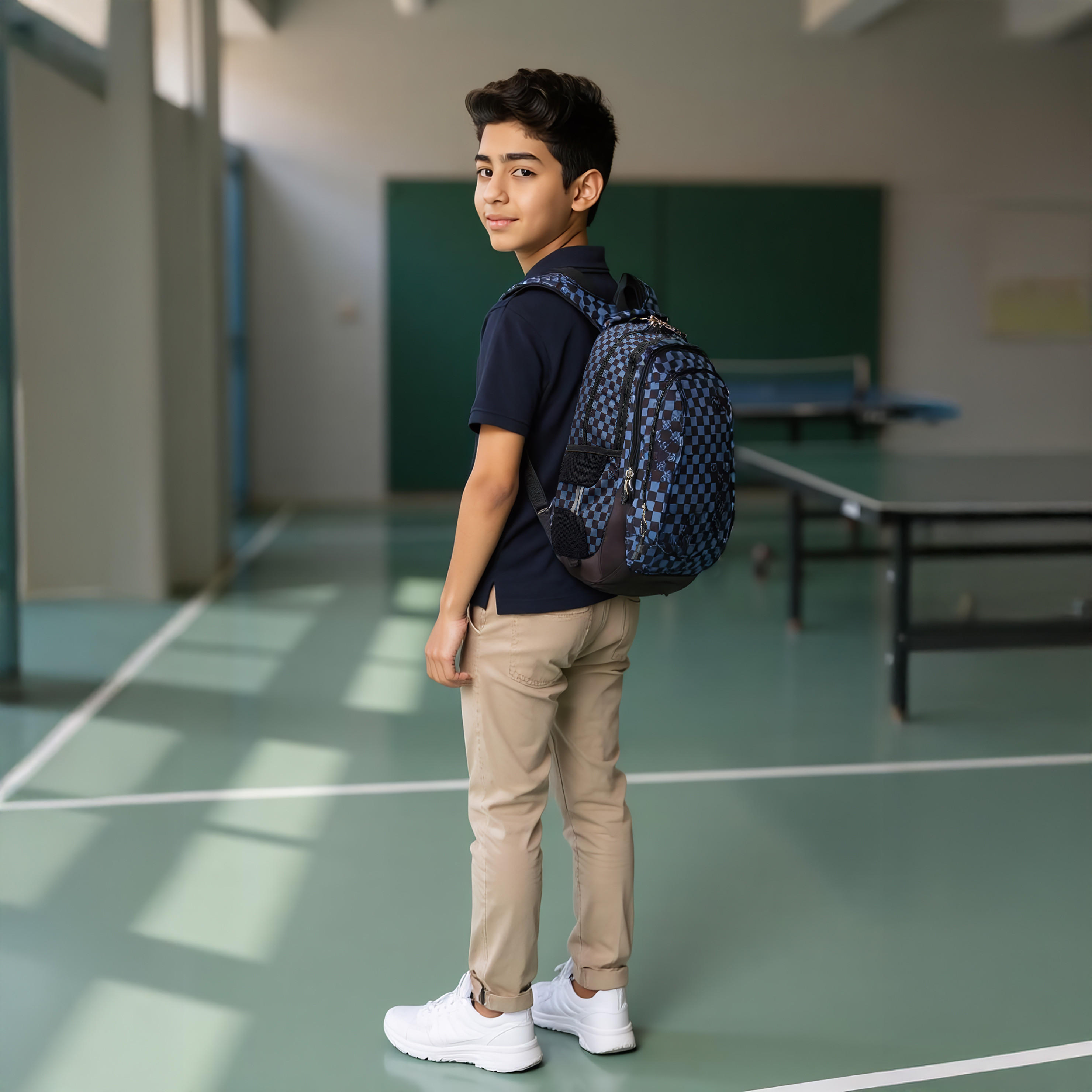 St.Right Checked 18-inch Backpack with Adjustable Straps and Zip Closure - 30x20x45 cms-school-bagsandbackpacks-backpacks-image-2