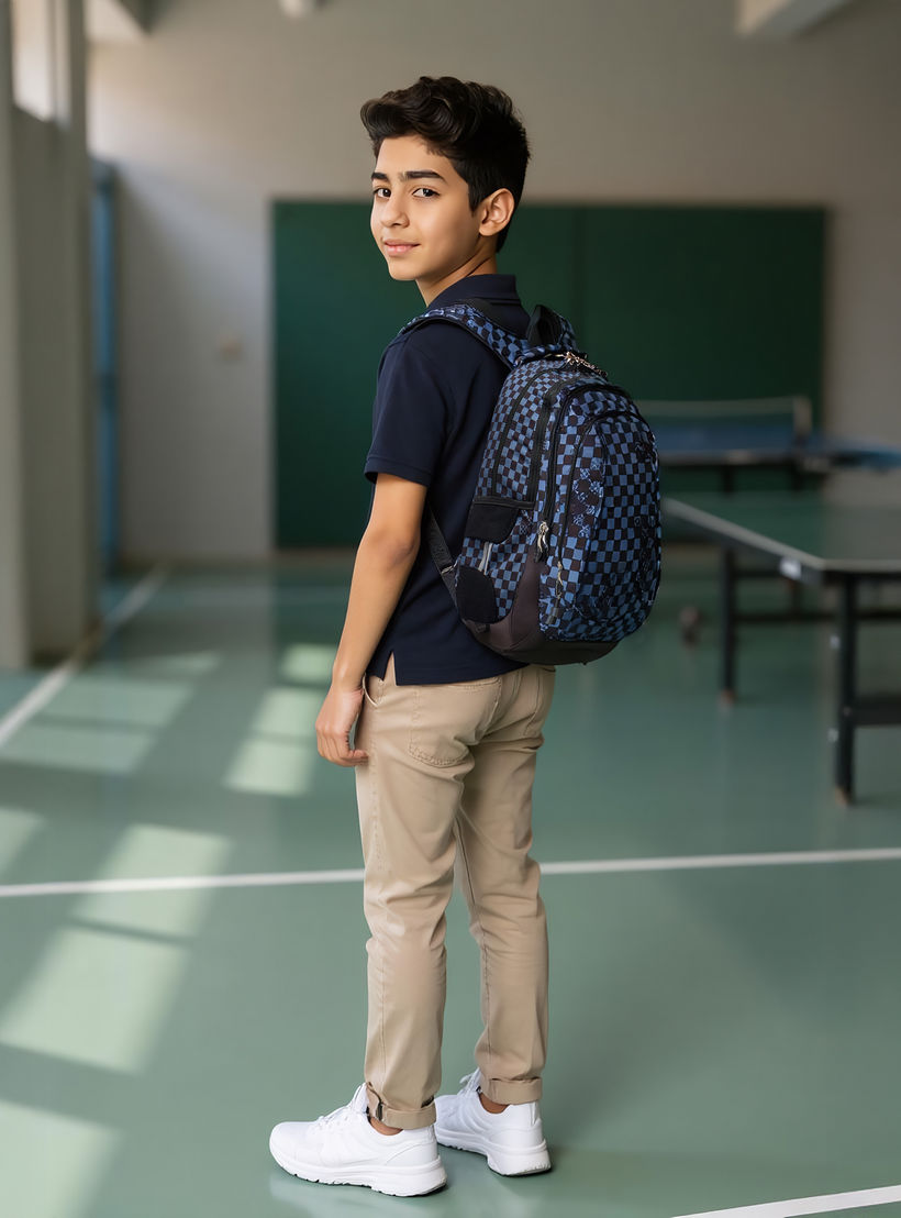 St.Right Checked 18-inch Backpack with Adjustable Straps and Zip Closure - 30x20x45 cms-school-bagsandbackpacks-backpacks-image-2