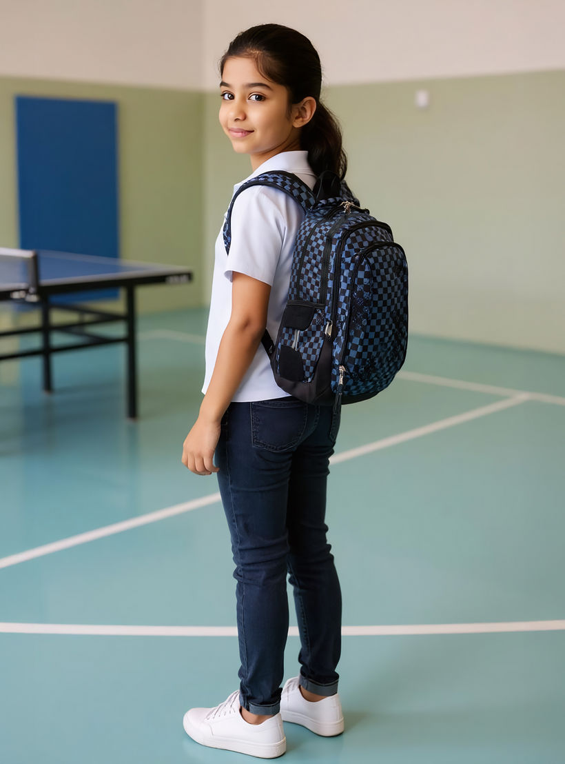 St.Right Checked 18-inch Backpack with Adjustable Straps and Zip Closure - 30x20x45 cms-school-bagsandbackpacks-backpacks-image-3