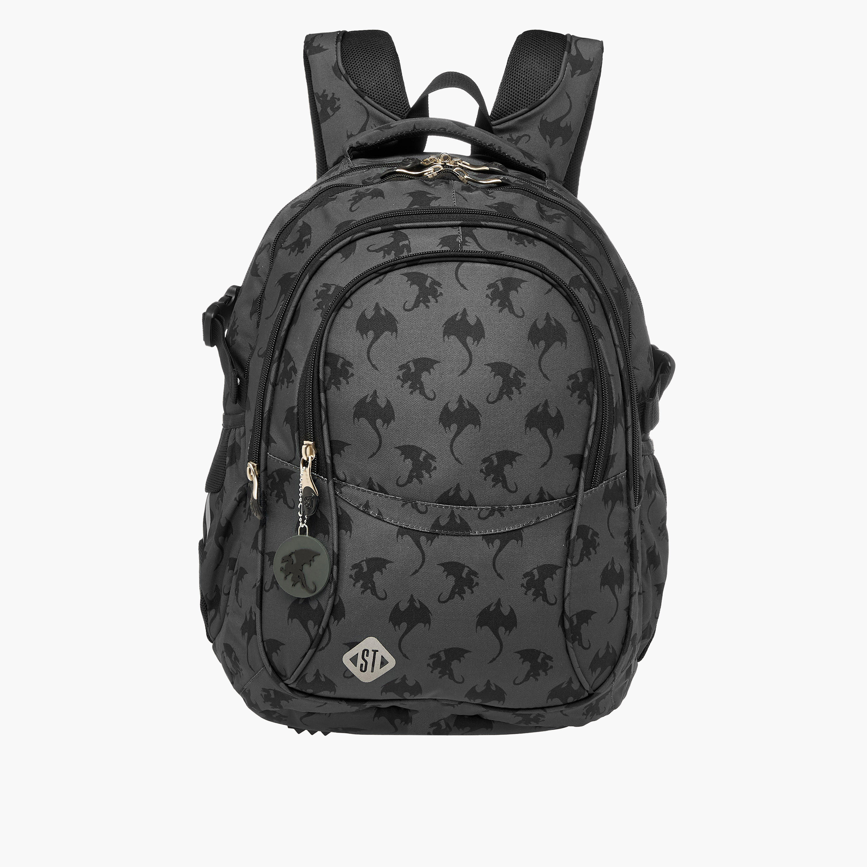 St.Right Dragon Print 18-inch Backpack with Adjustable Shoulder Straps - 30x20x45 cms-school-bagsandbackpacks-backpacks-image-1