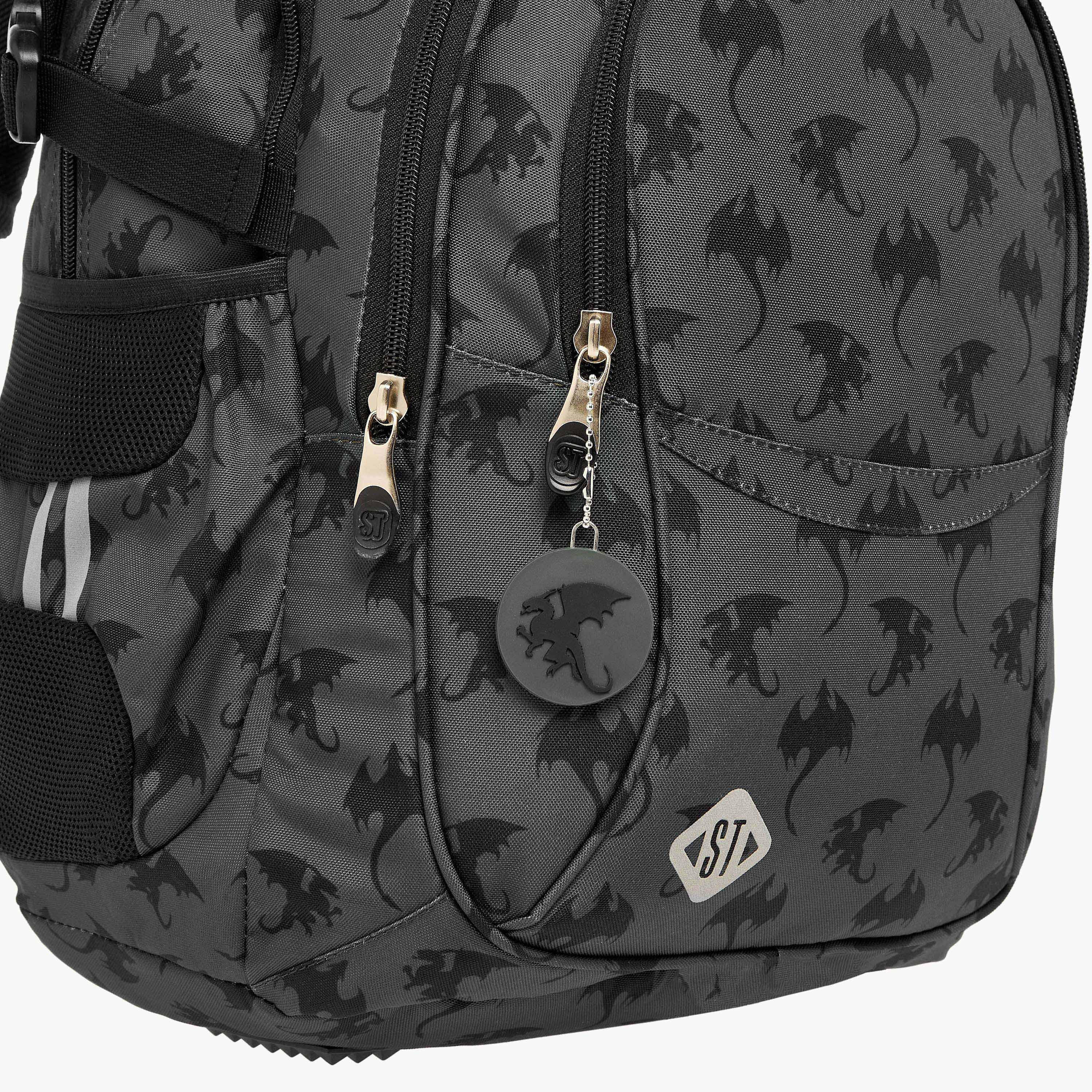 St.Right Dragon Print 18-inch Backpack with Adjustable Shoulder Straps - 30x20x45 cms-school-bagsandbackpacks-backpacks-image-8