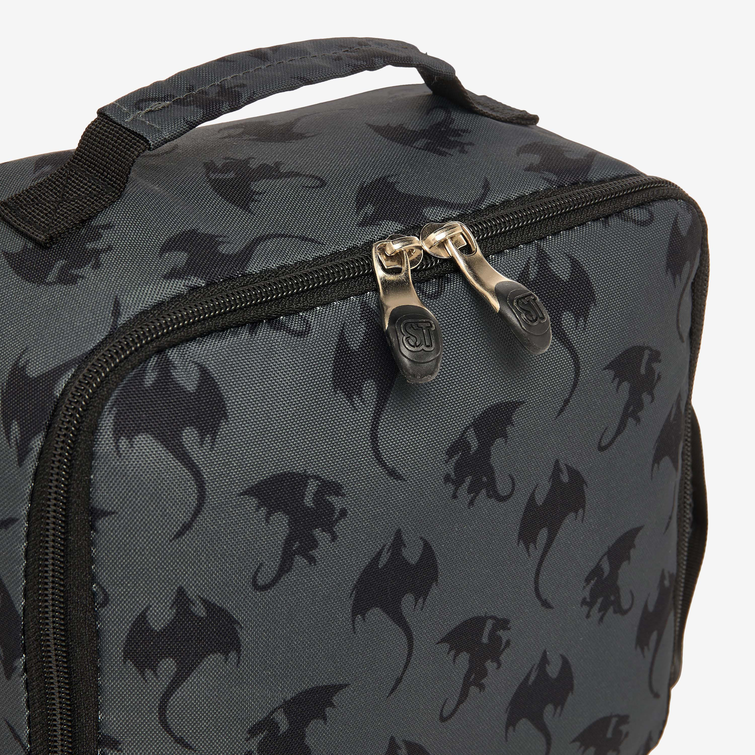 St.Right All-Over Dragon Print Lunch Bag with Adjustable Strap and Zip Closure-school-lunchessentials-lunchbags-image-4