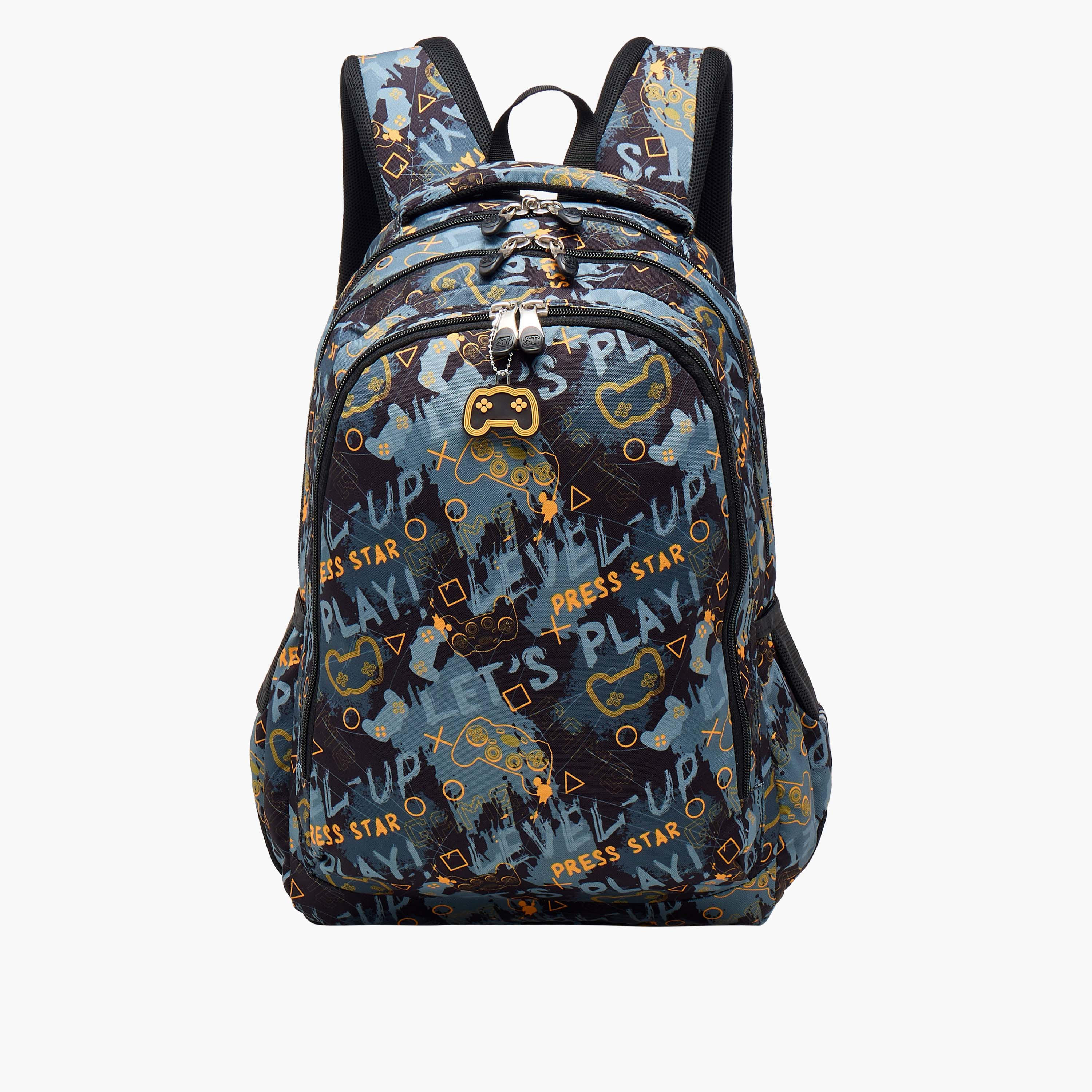 St.Right 18-inch Game Print Backpack with Adjustable Straps and Zip Closure- 30x20x45 cms-school-bagsandbackpacks-backpacks-image-1