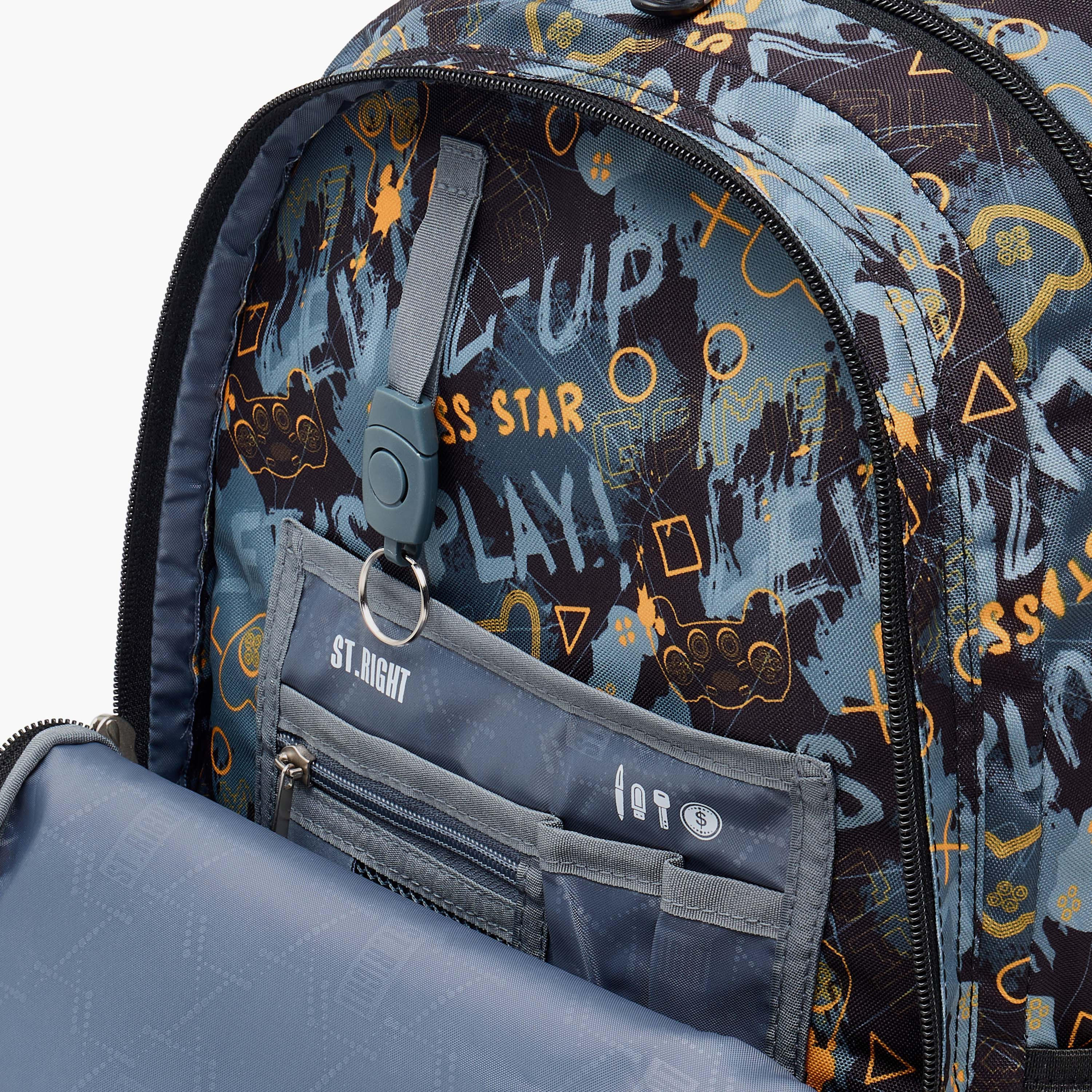 St.Right 18-inch Game Print Backpack with Adjustable Straps and Zip Closure- 30x20x45 cms-school-bagsandbackpacks-backpacks-image-9