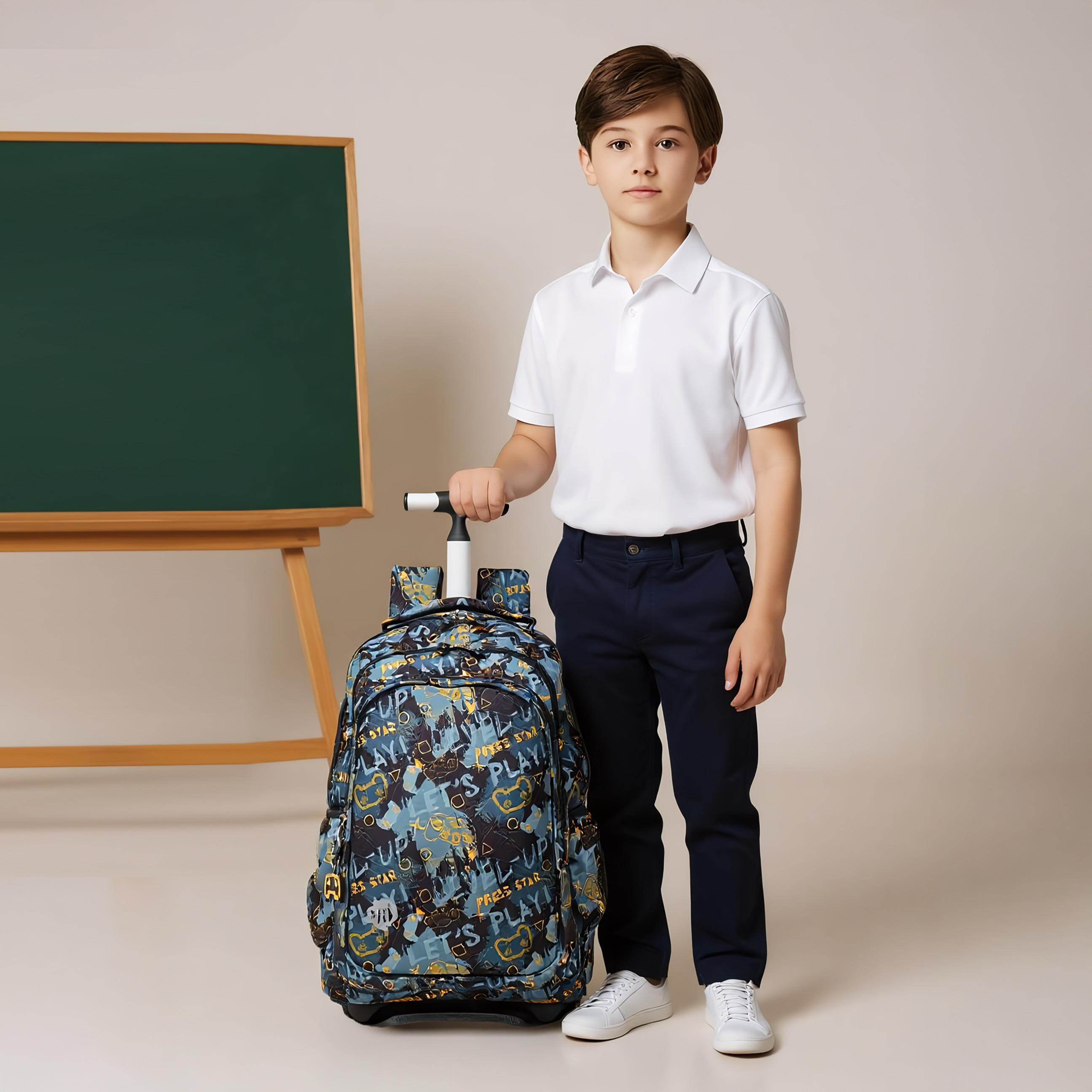 St.Right Gaming Trolley Bag for Boys 8-13 Years with Retractable Handle -school-bagsandbackpacks-trolleybags-image-2