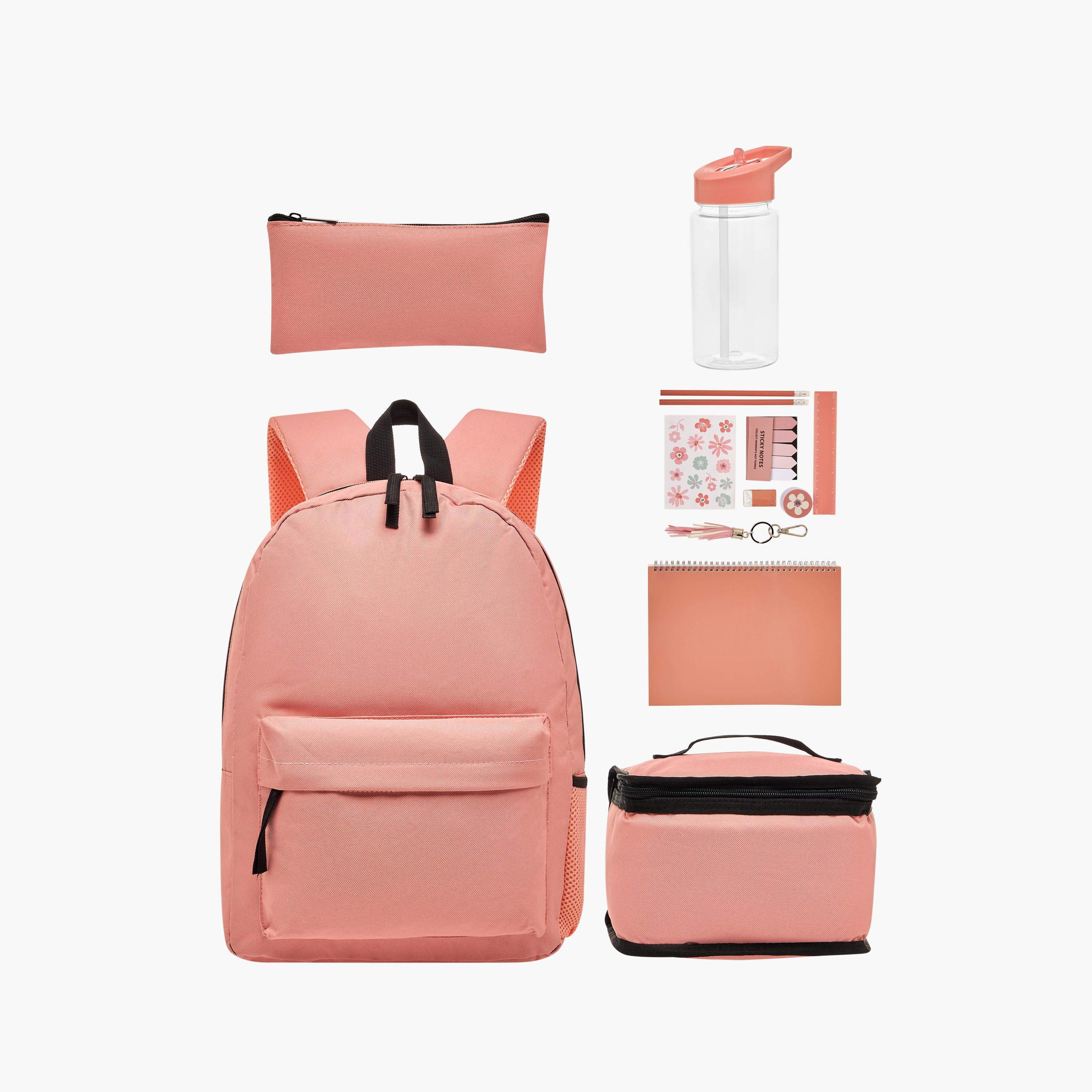 Syloon Solid 12-Piece School Backpack Set for Girls 5-8 Years with Lunch Bag and Pencil Pouch -school-bagsandbackpacks-sets-image-1