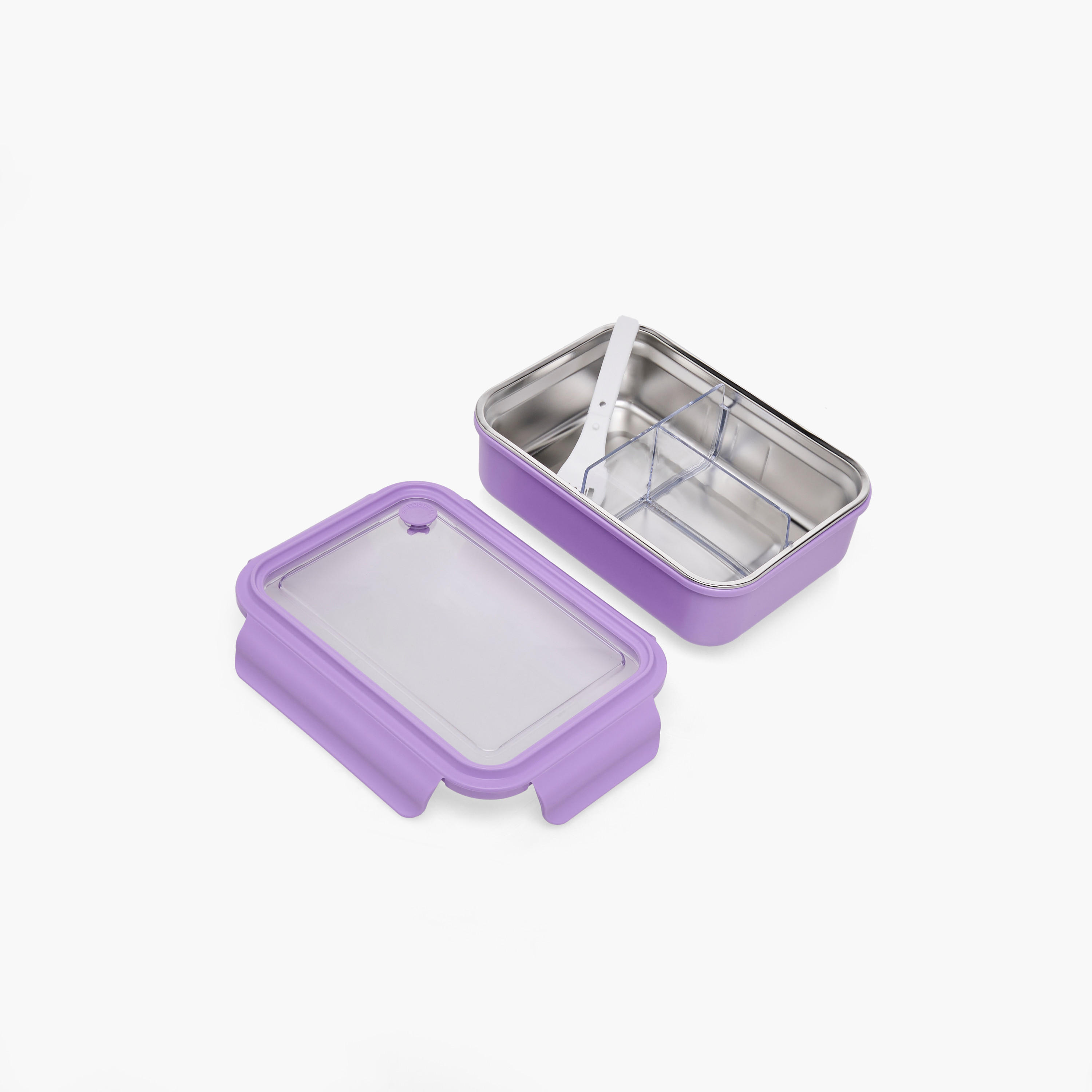 Solid Sectioned Lunch Box with Fork and Clip Lock Closure-school-lunchessentials-lunchboxes-image-4