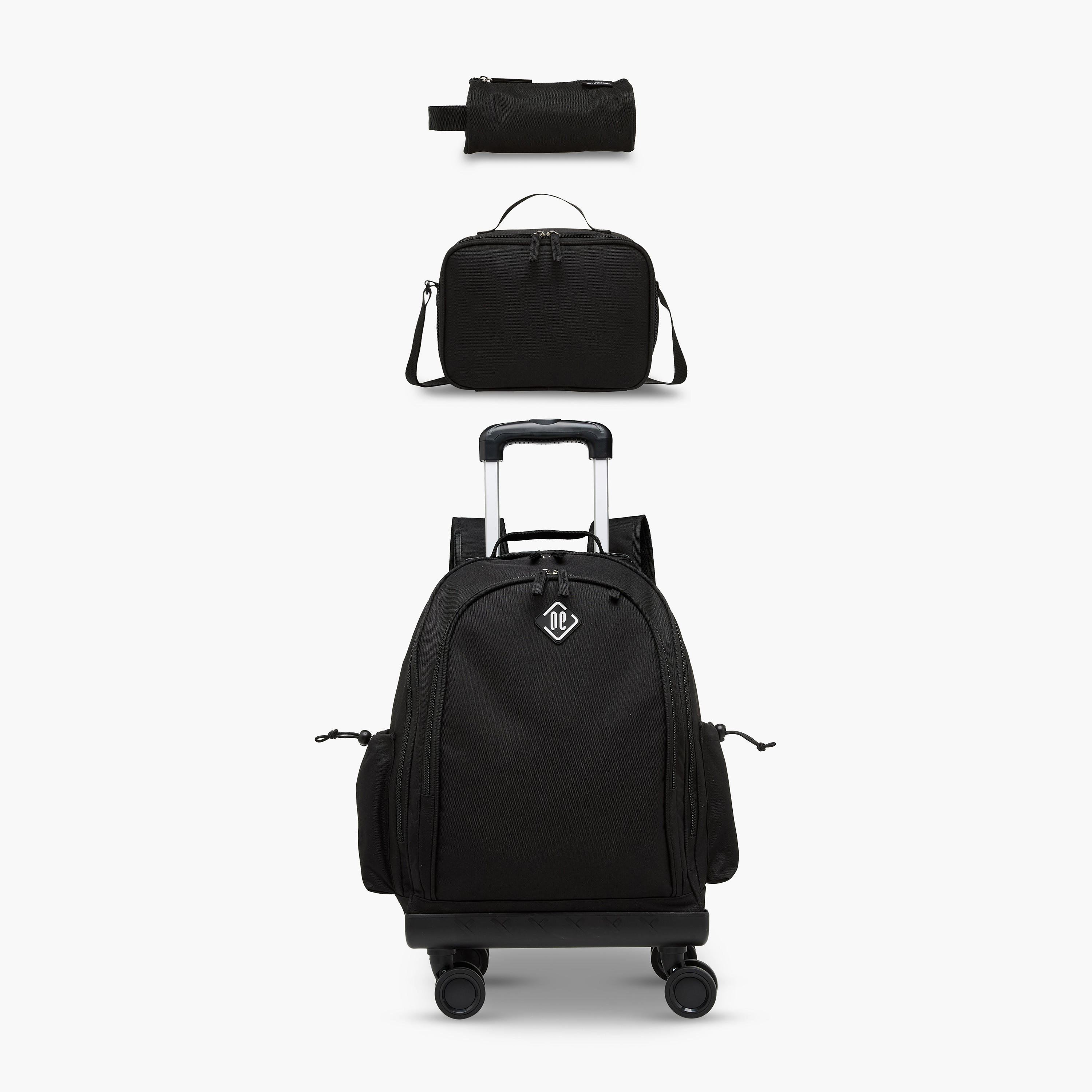 New Expressions Solid 3-Piece School Trolley Bag Set for Kids 8-13 Years with Lunch Bag and Pencil Pouch -school-bagsandbackpacks-trolleybags-image-1