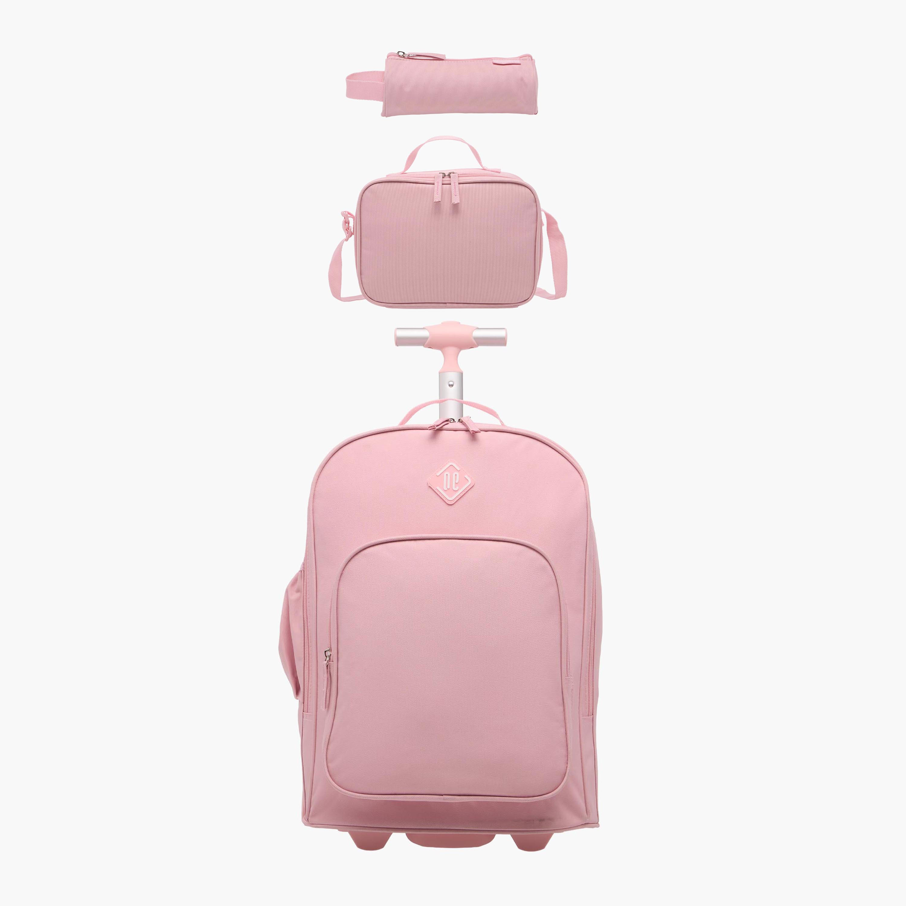 New Expressions Solid 3-Piece School Trolley Bag Set for Girls 8-13 Years with Lunch Bag and Pencil Pouch -school-bagsandbackpacks-trolleybags-image-1