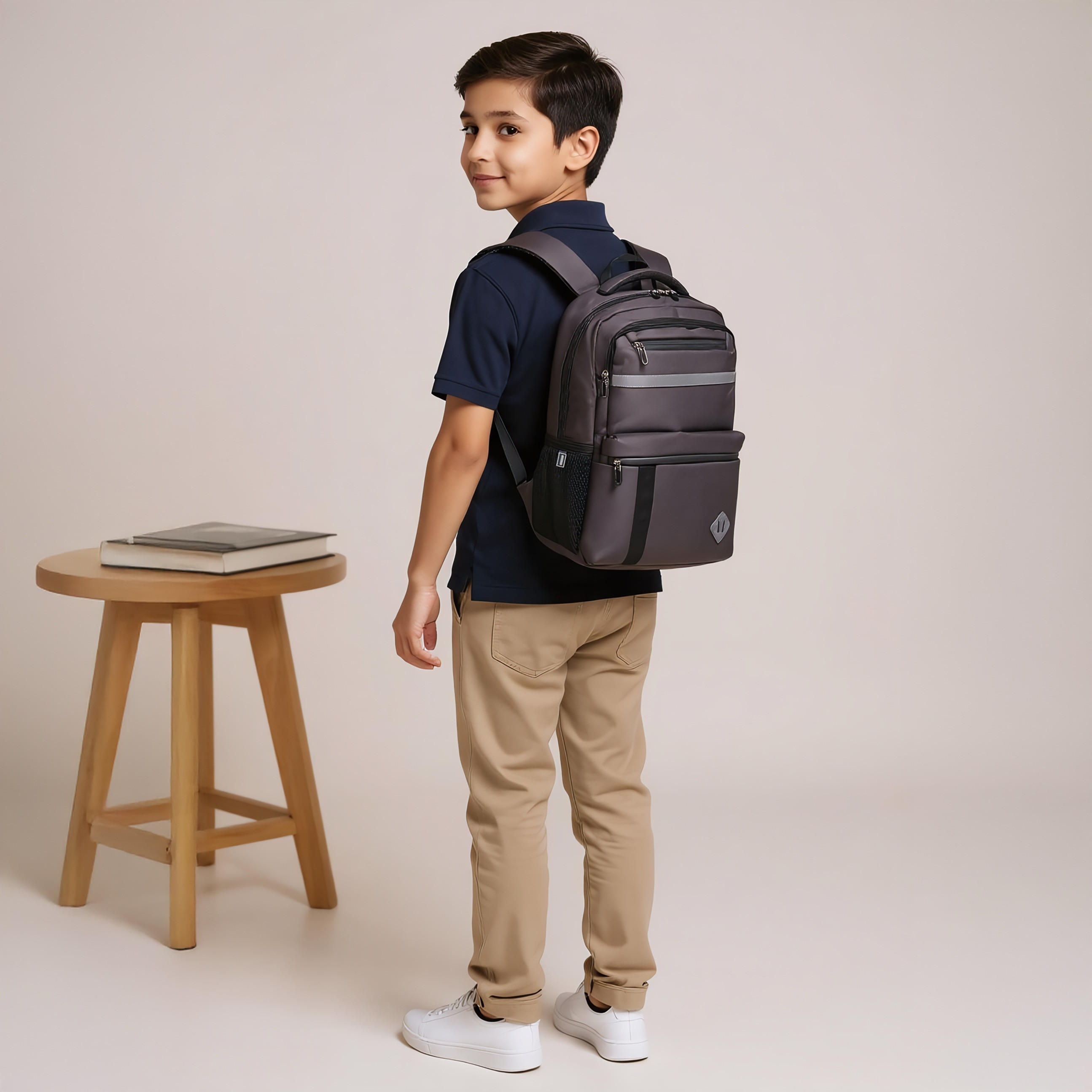 Solid 18-inch Backpack with Adjustable Straps and Zip Closure - 46x32x14 cms-school-bagsandbackpacks-backpacks-image-2