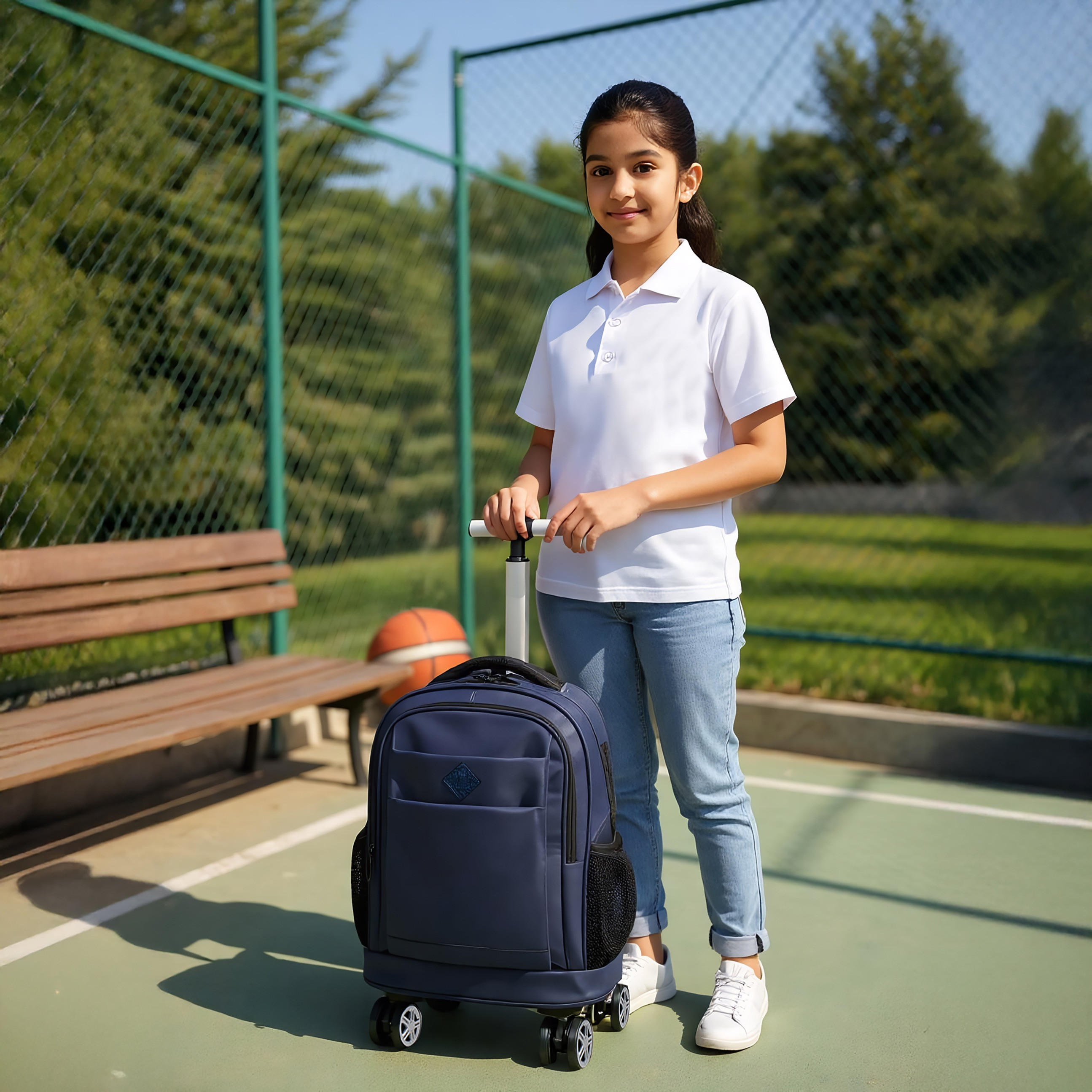 شنطة ترولي سادة للأطفال 8-13 سنة بأحزمة كتف مبطّنة - 18 بوصة -school-bagsandbackpacks-trolleybags-image-2