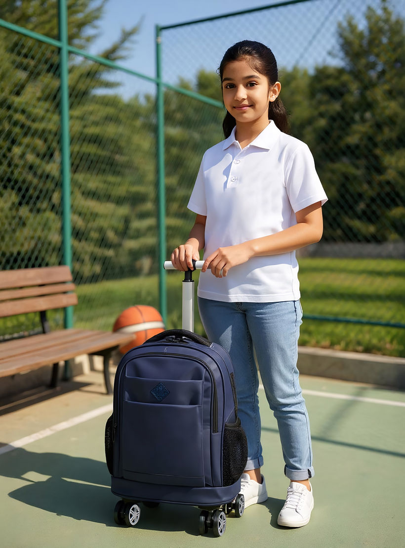 شنطة ترولي سادة للأطفال 8-13 سنة بأحزمة كتف مبطّنة - 18 بوصة -school-bagsandbackpacks-trolleybags-image-2