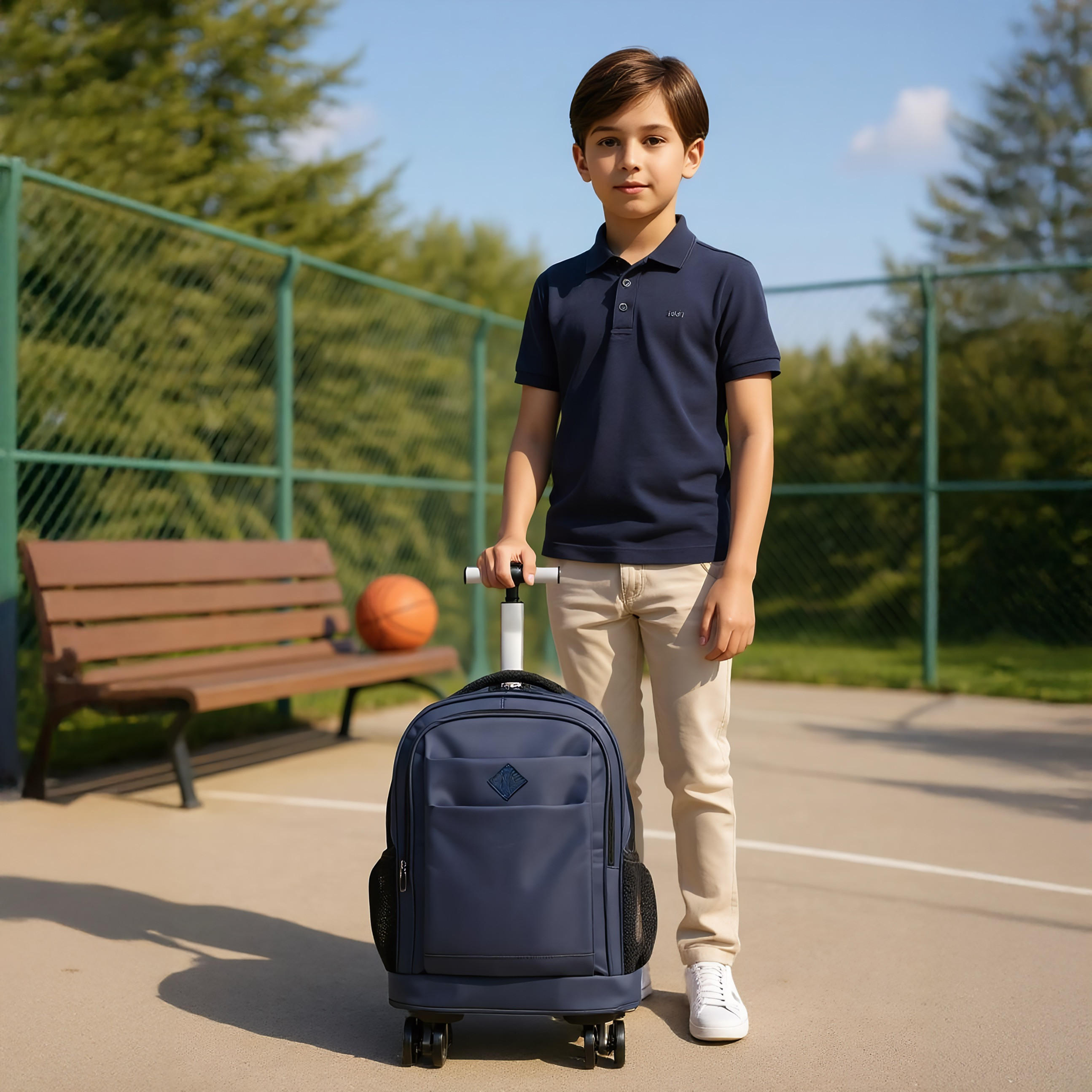 شنطة ترولي سادة للأطفال 8-13 سنة بأحزمة كتف مبطّنة - 18 بوصة -school-bagsandbackpacks-trolleybags-image-3