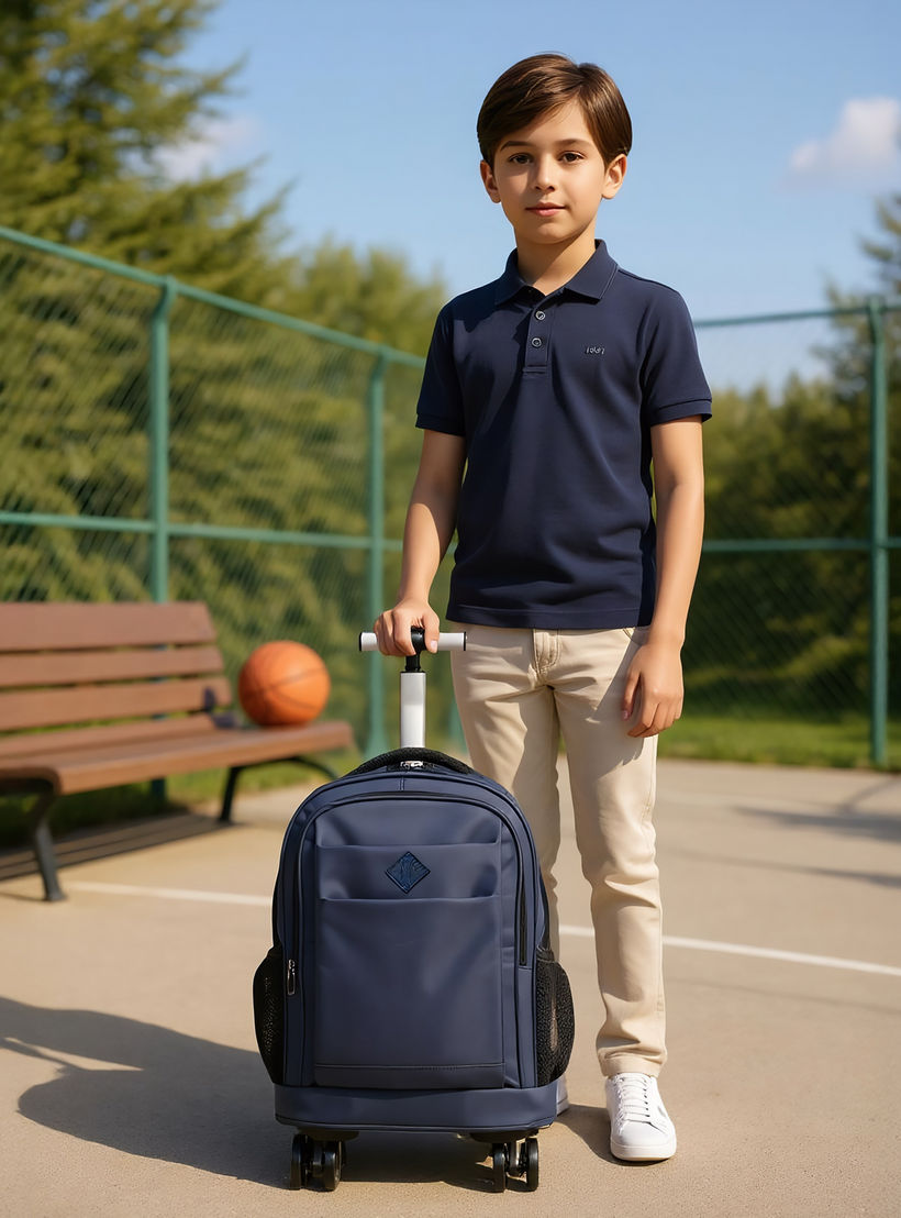 شنطة ترولي سادة للأطفال 8-13 سنة بأحزمة كتف مبطّنة - 18 بوصة -school-bagsandbackpacks-trolleybags-image-3