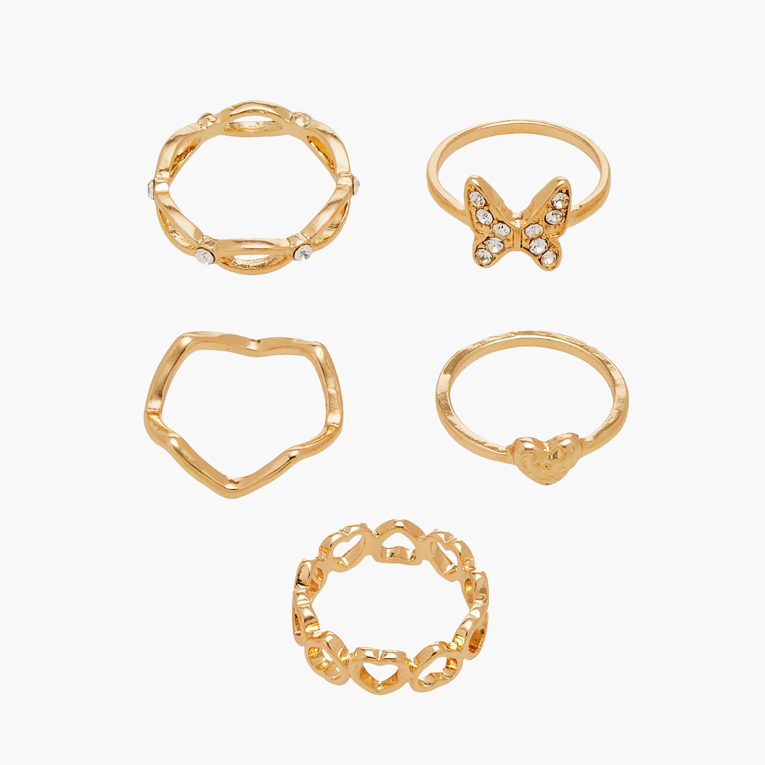 خواتم ميتاليك متنوعة - طقم من 5 قطع-women-watchesandjewellery-jewellery-rings-image-1