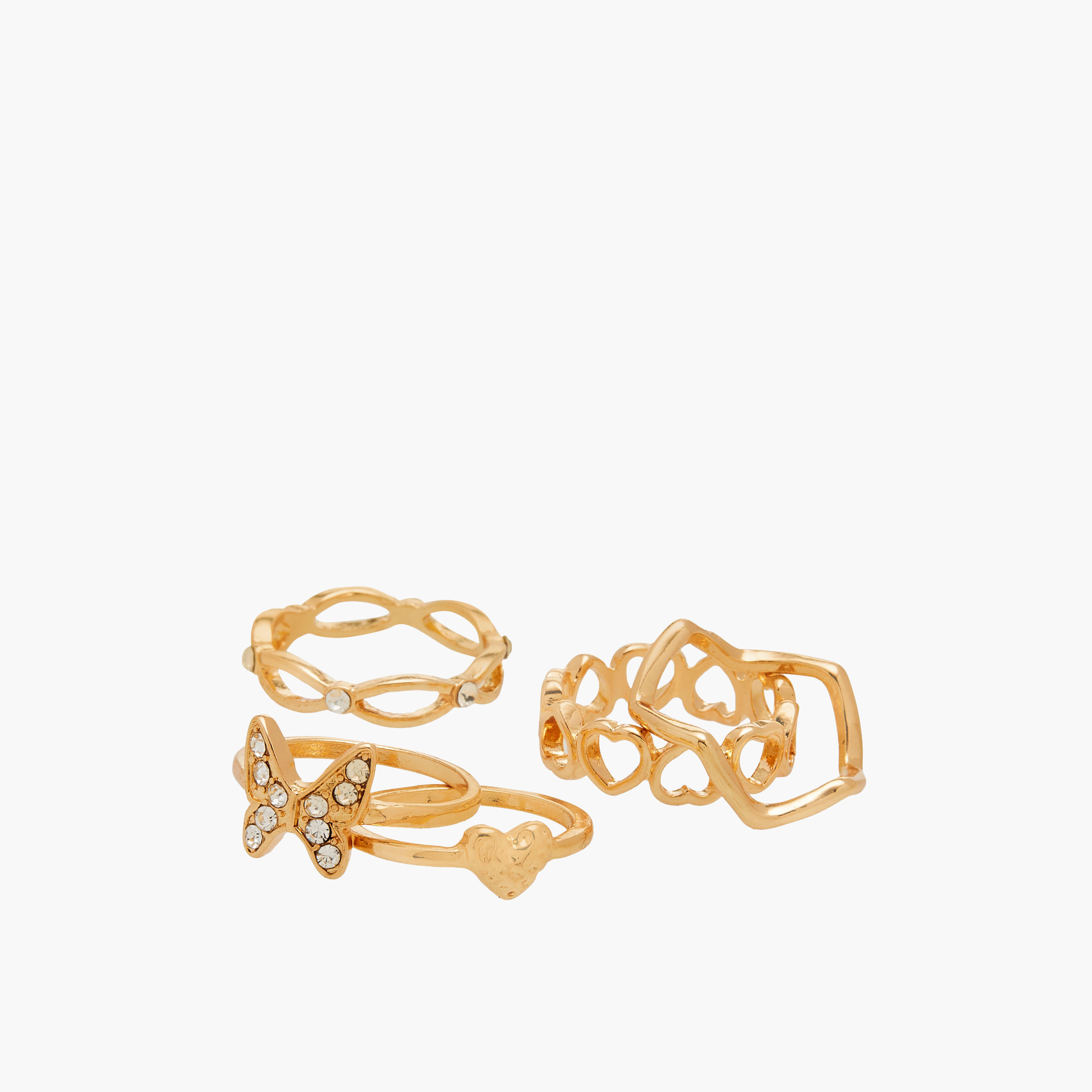 خواتم ميتاليك متنوعة - طقم من 5 قطع-women-watchesandjewellery-jewellery-rings-image-2