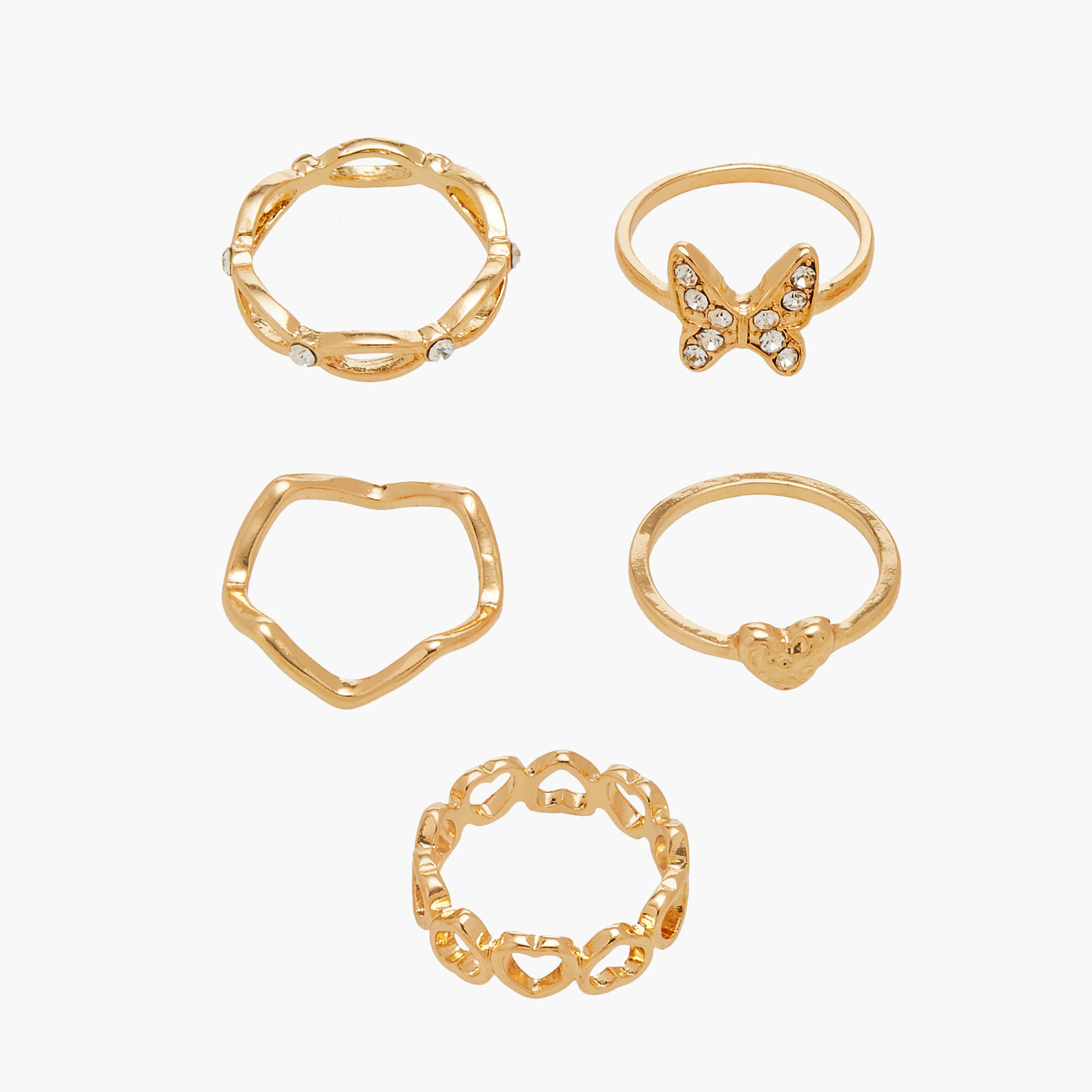 مجموعة خواتم ميتاليك متنوعة - 5 قطع-women-watchesandjewellery-jewellery-rings-image-1