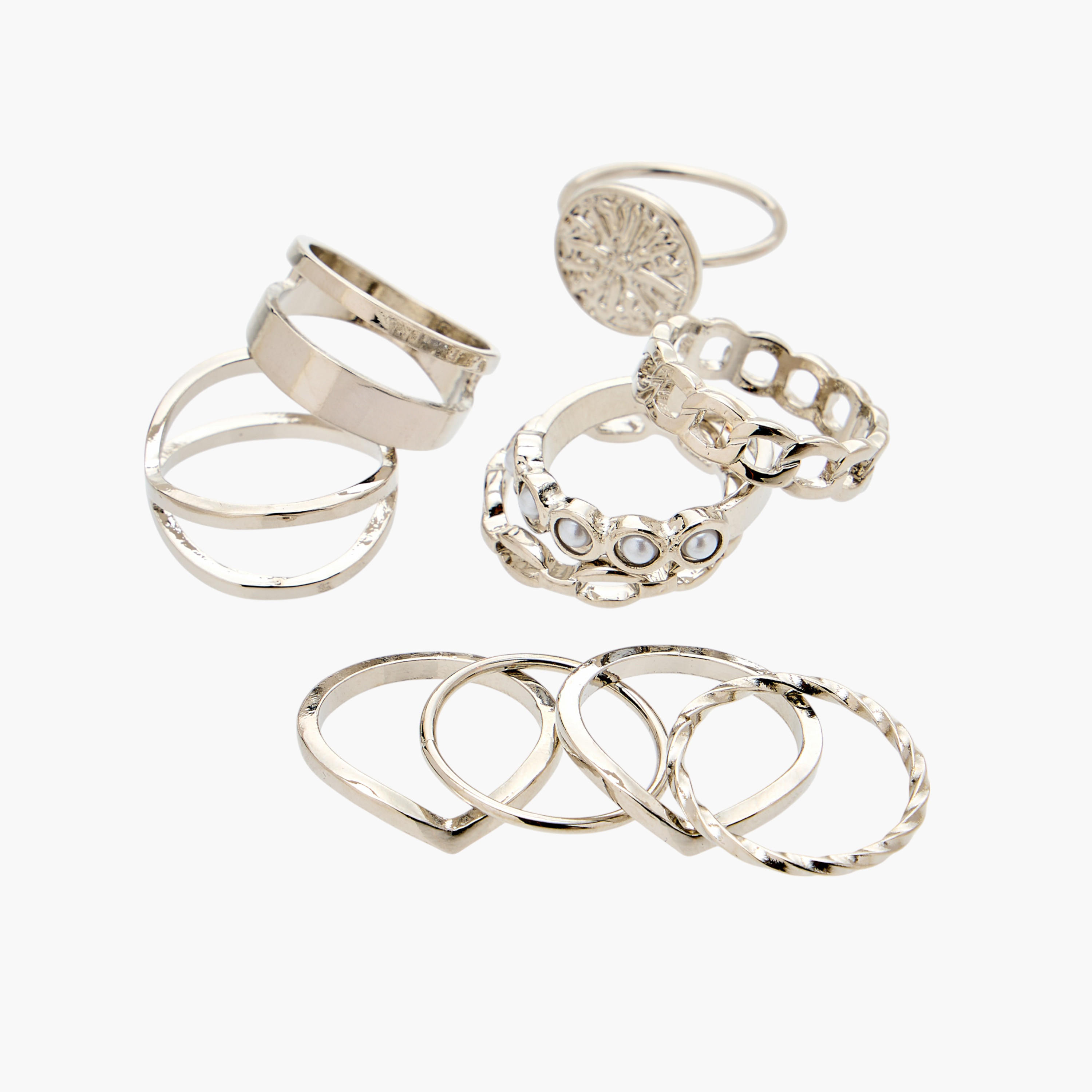 خواتم ميتاليك متنوعة - طقم 10 قطع-women-watchesandjewellery-jewellery-rings-image-2