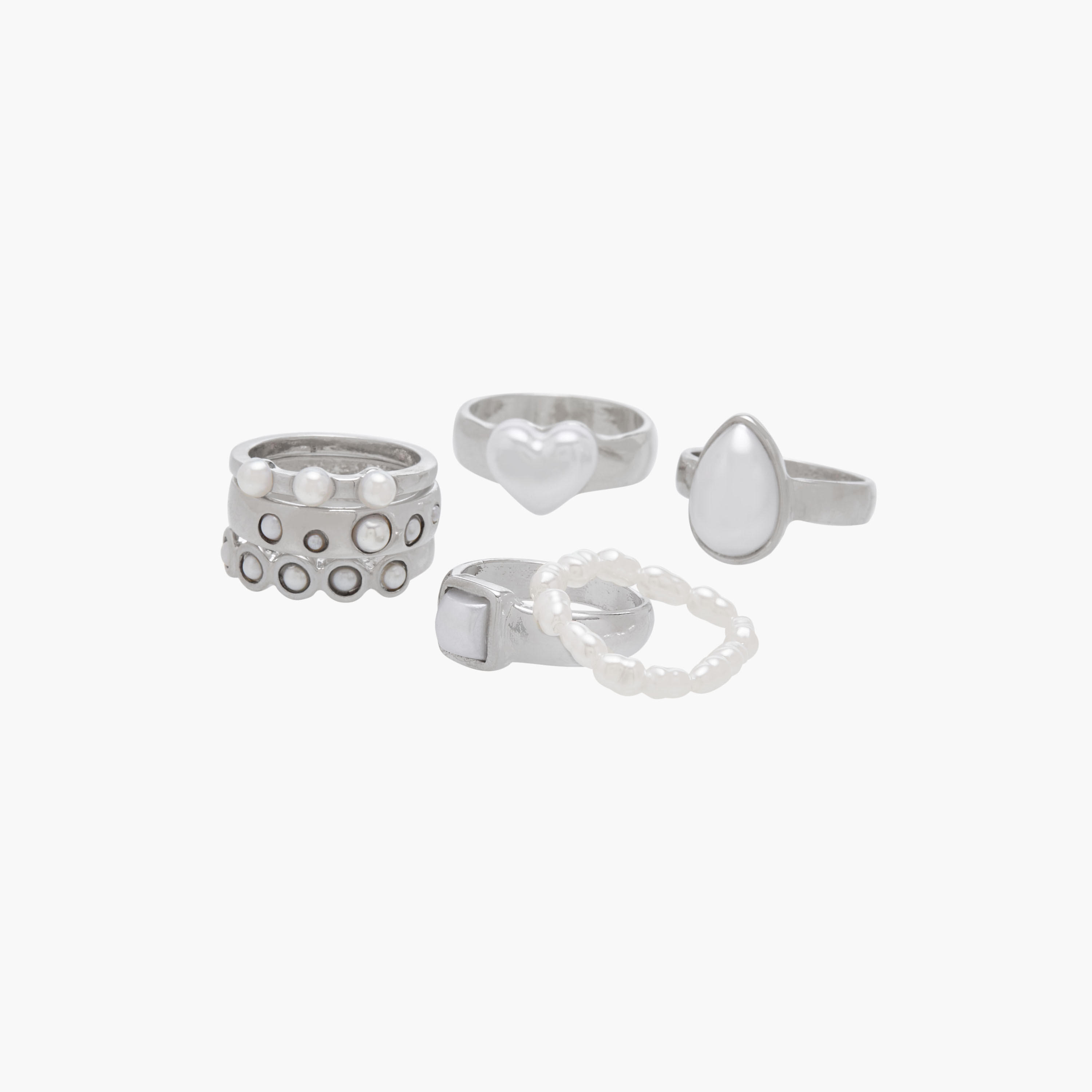 خواتم مزينة باللؤلؤ - طقم من 7 قطع-women-watchesandjewellery-jewellery-rings-image-2