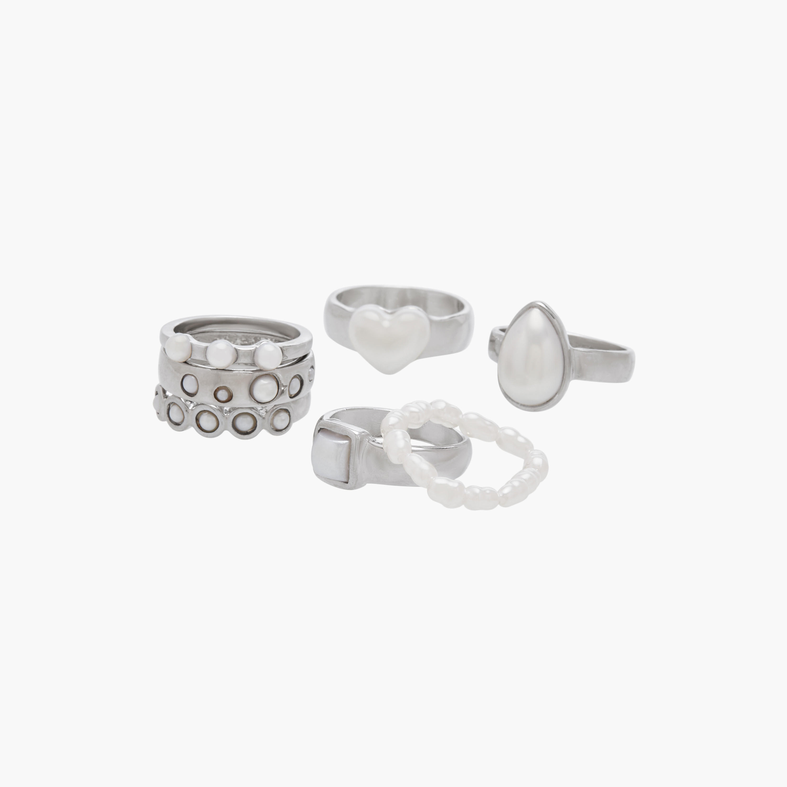 Pearl Embellished Rings - Set of 7-women-watchesandjewellery-jewellery-rings-image-2