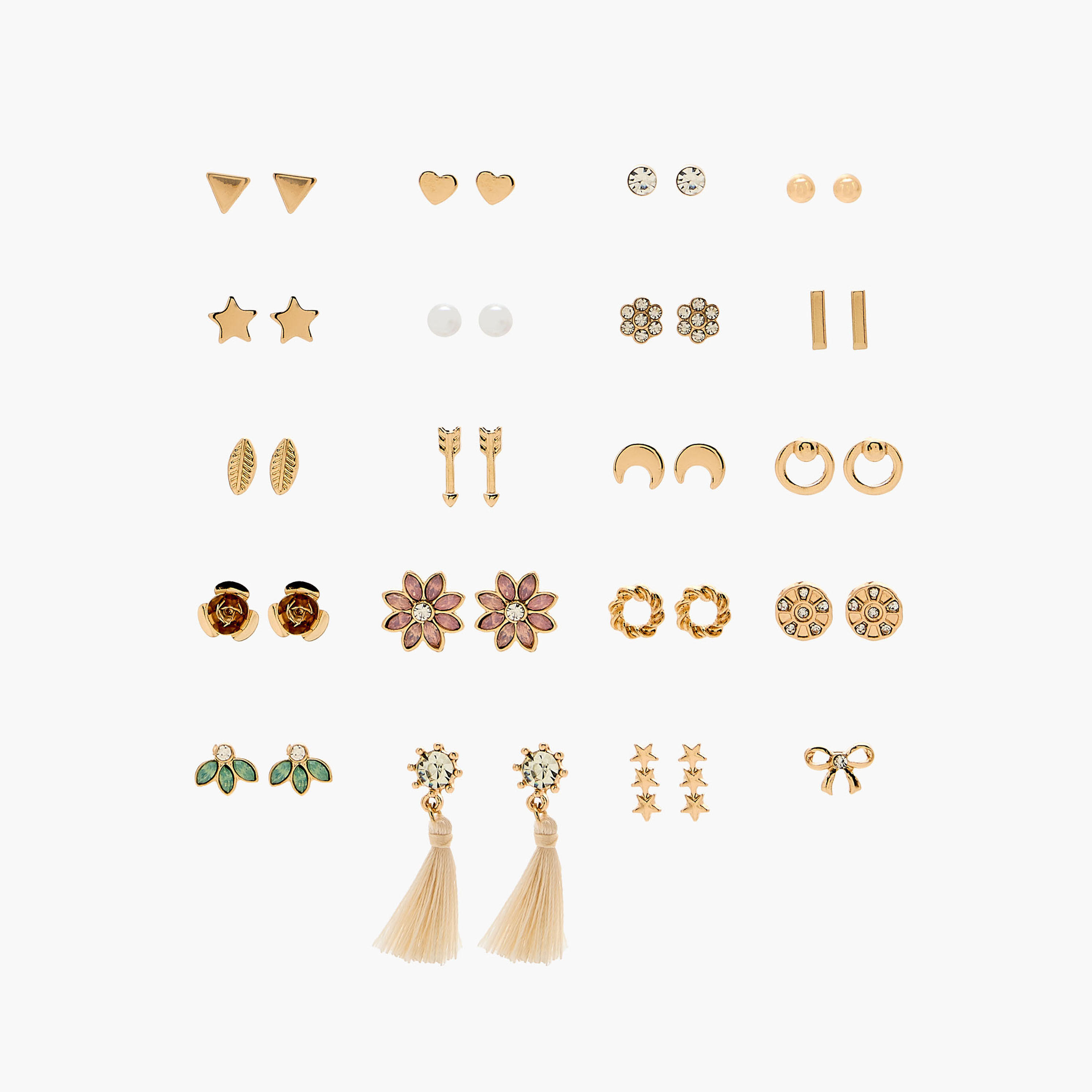 حلقان متنوعة بمكبس إغلاق خلفي - طقم من 20 زوج-women-watchesandjewellery-jewellery-earrings-image-1