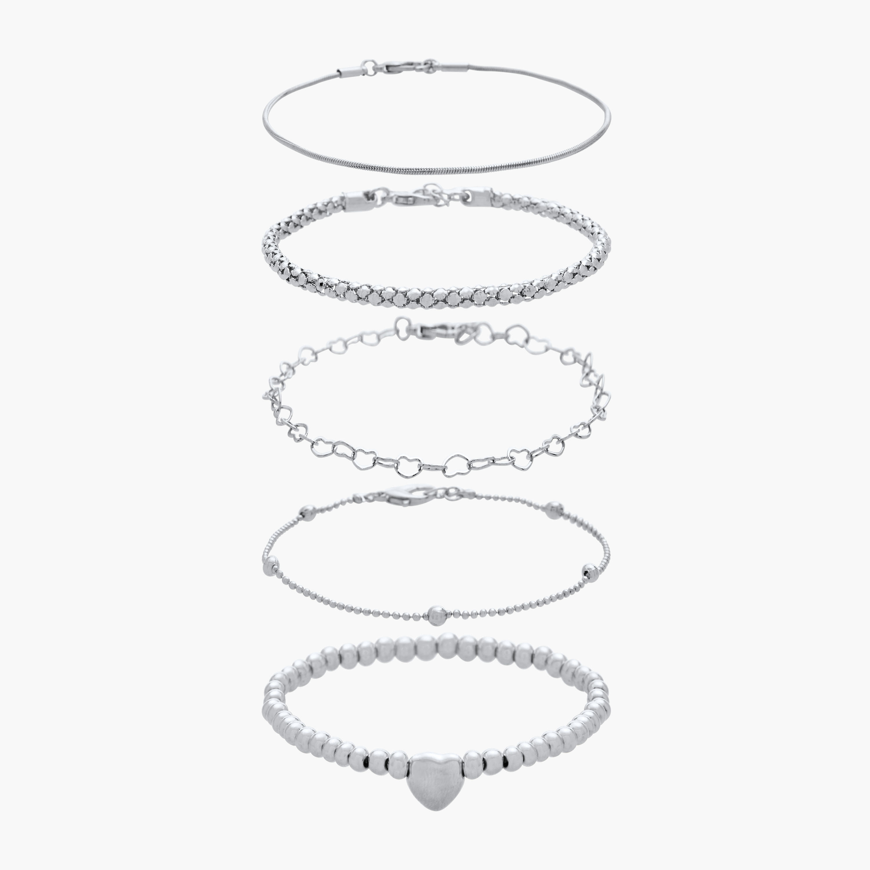 Assorted Metallic Anklet with Lobster Clasp Closure - Set of 5-women-watchesandjewellery-jewellery-anklets-image-1