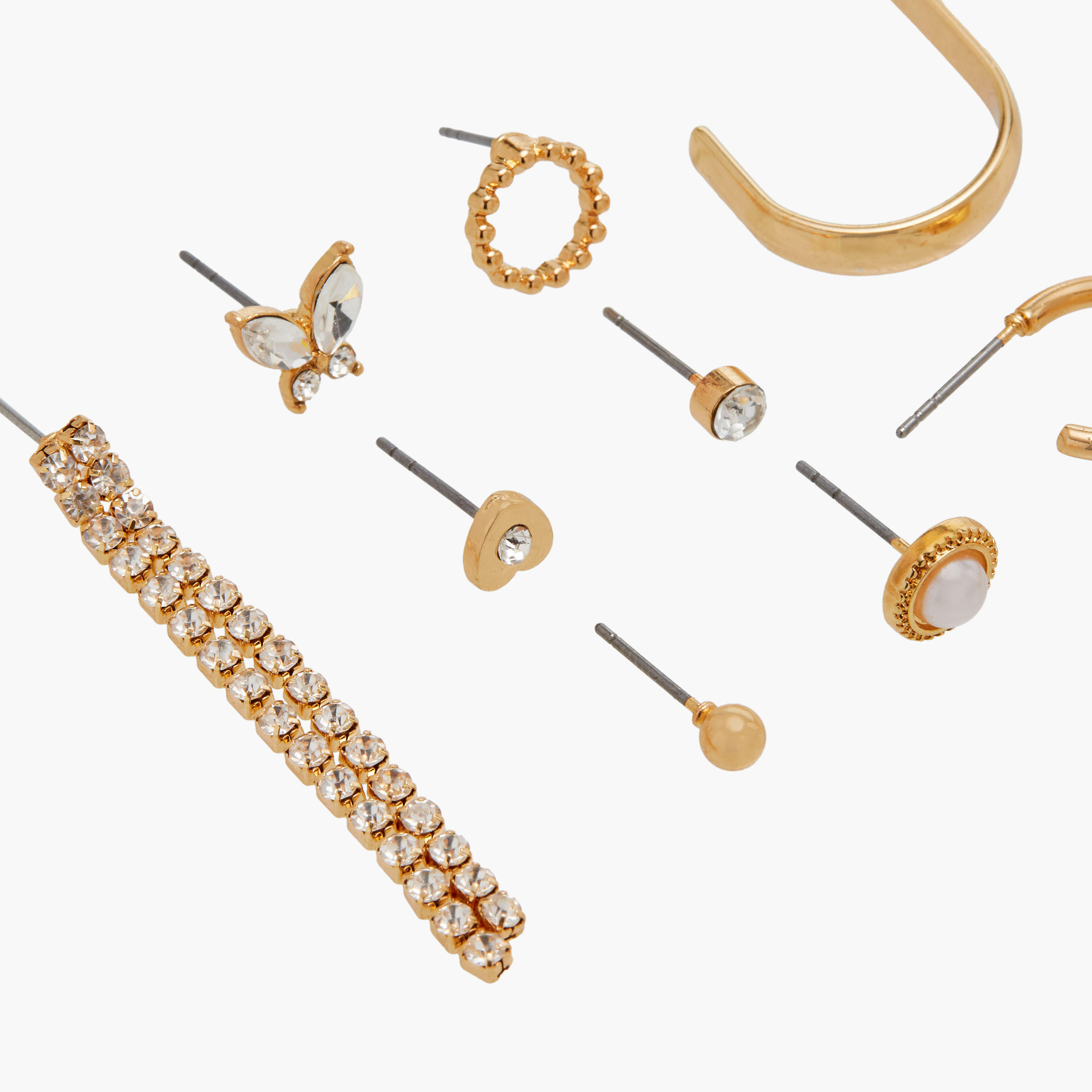 Assorted Metallic Earrings with Pushback Closure - Set of 9-women-watchesandjewellery-jewellery-earrings-image-3