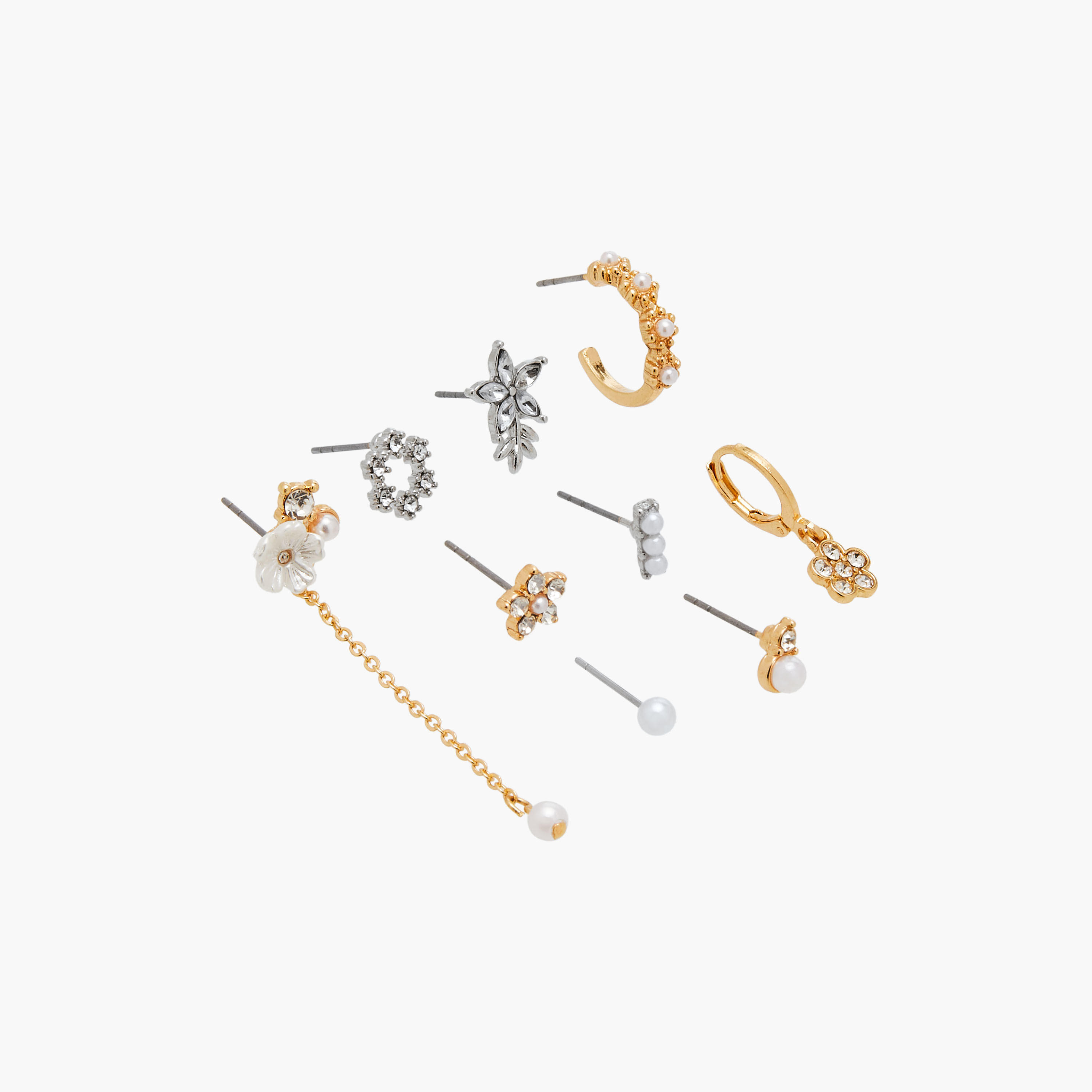 حلقان مزينة بمكبس إغلاق خلفي - طقم من 9 أزواج-women-watchesandjewellery-jewellery-earrings-image-2