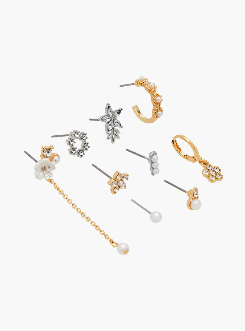 حلقان مزينة بمكبس إغلاق خلفي - طقم من 9 أزواج-women-watchesandjewellery-jewellery-earrings-image-2