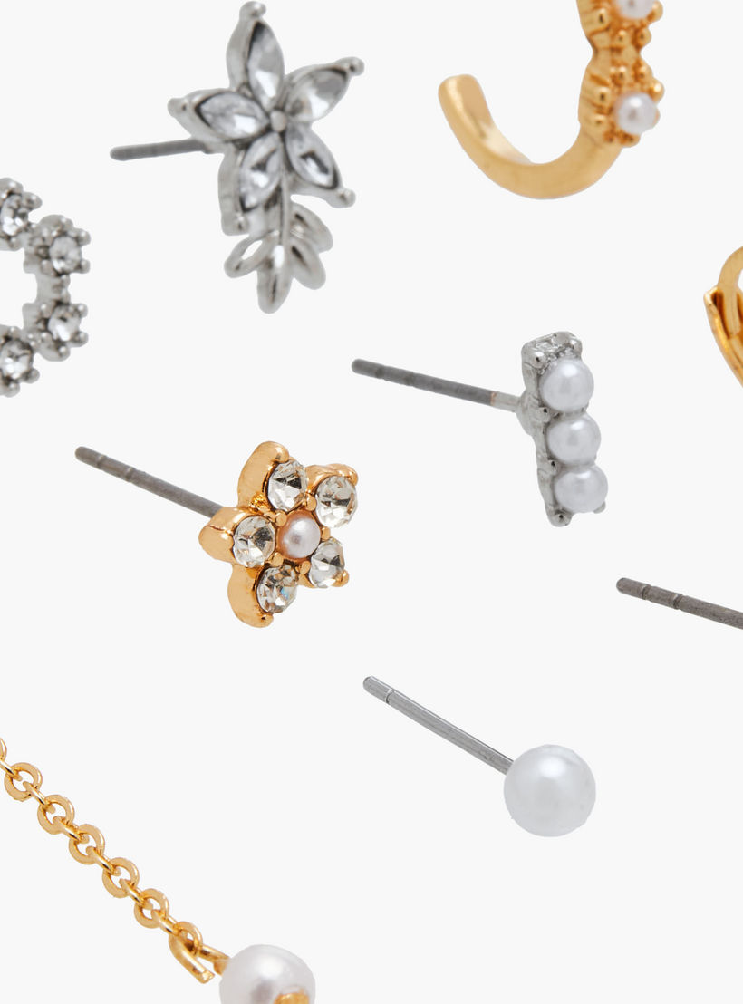 حلقان مزينة بمكبس إغلاق خلفي - طقم من 9 أزواج-women-watchesandjewellery-jewellery-earrings-image-3