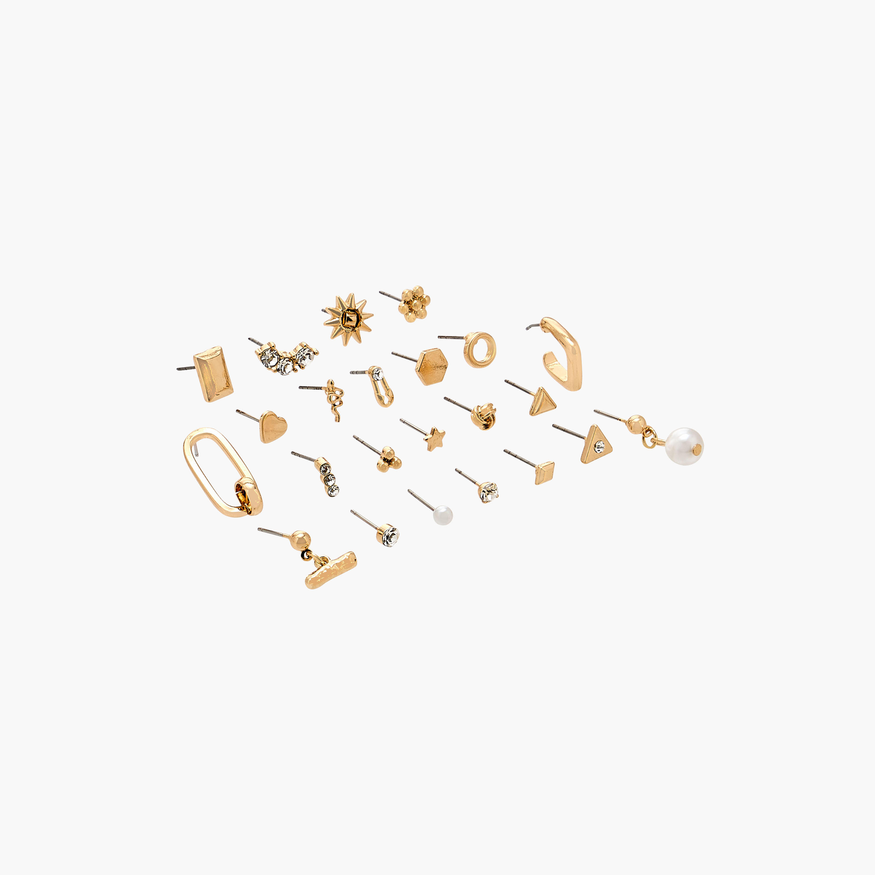 حلقان ميتاليك متنوعة مع مكبس إغلاق خلفي - طقم 23 زوج-women-watchesandjewellery-jewellery-earrings-image-2