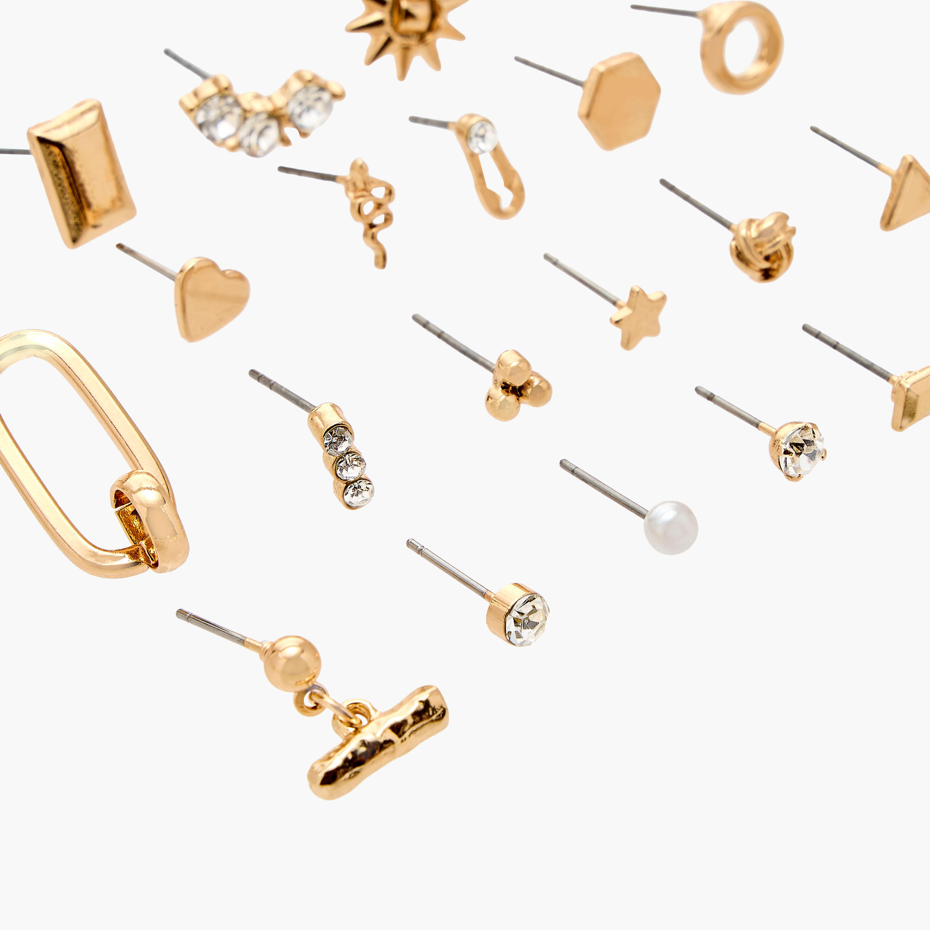 حلقان ميتاليك متنوعة مع مكبس إغلاق خلفي - طقم 23 زوج-women-watchesandjewellery-jewellery-earrings-image-3