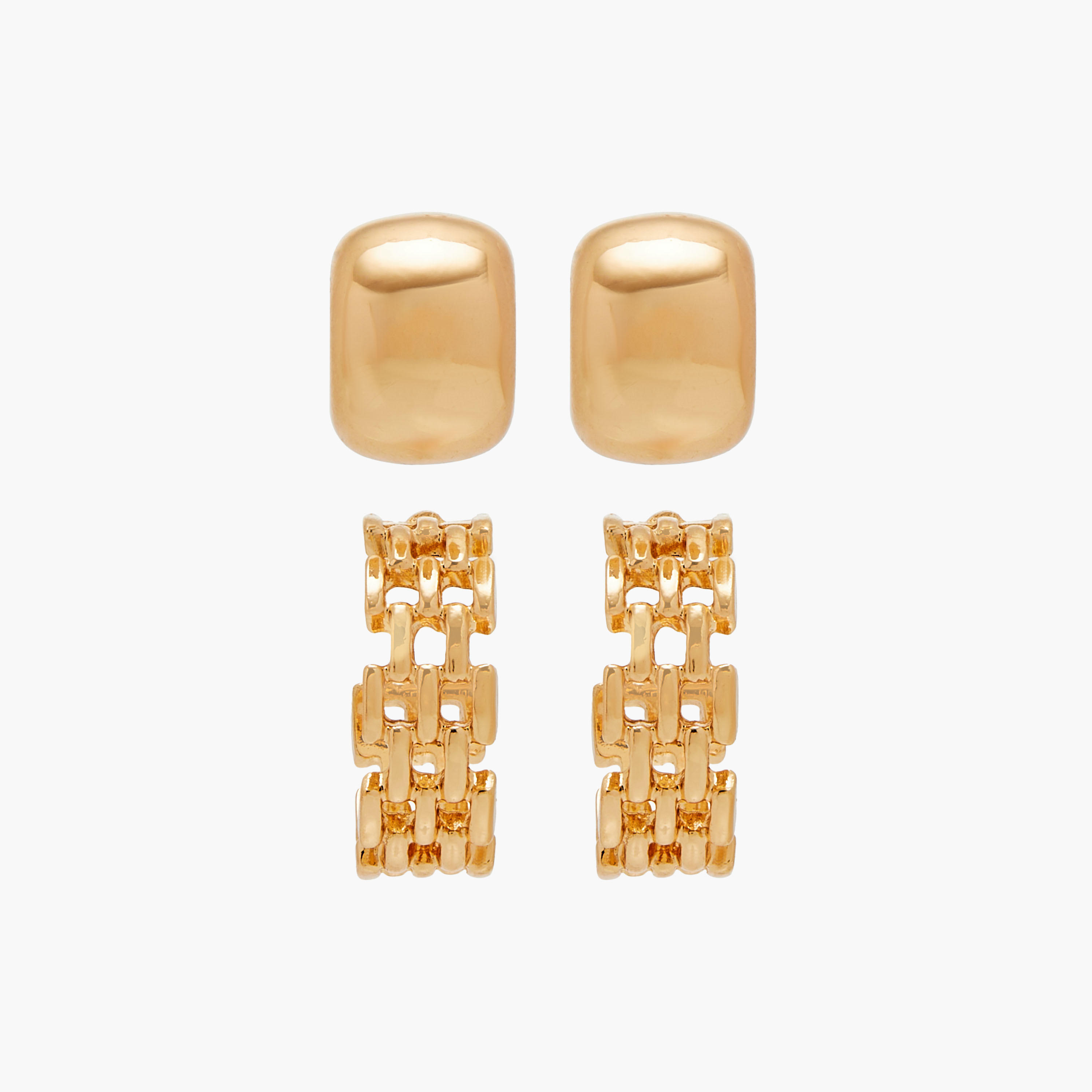 Assorted Metallic Earrings with Pushback Closure - Set of 2-women-watchesandjewellery-jewellery-earrings-image-1