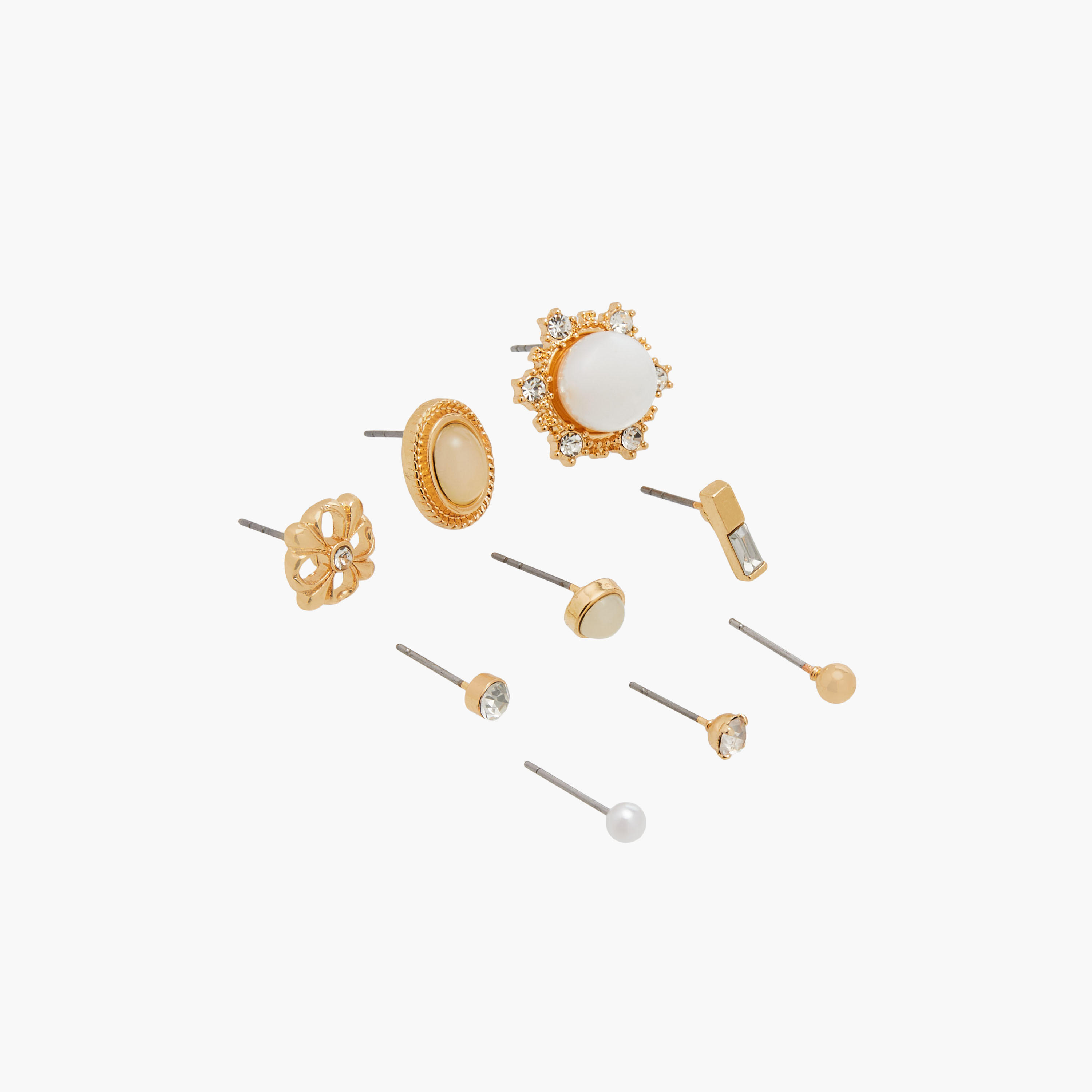 حلقان مرصعة ومزينة بمكبس إغلاق خلفي - طقم 9 أزواج-women-watchesandjewellery-jewellery-earrings-image-2