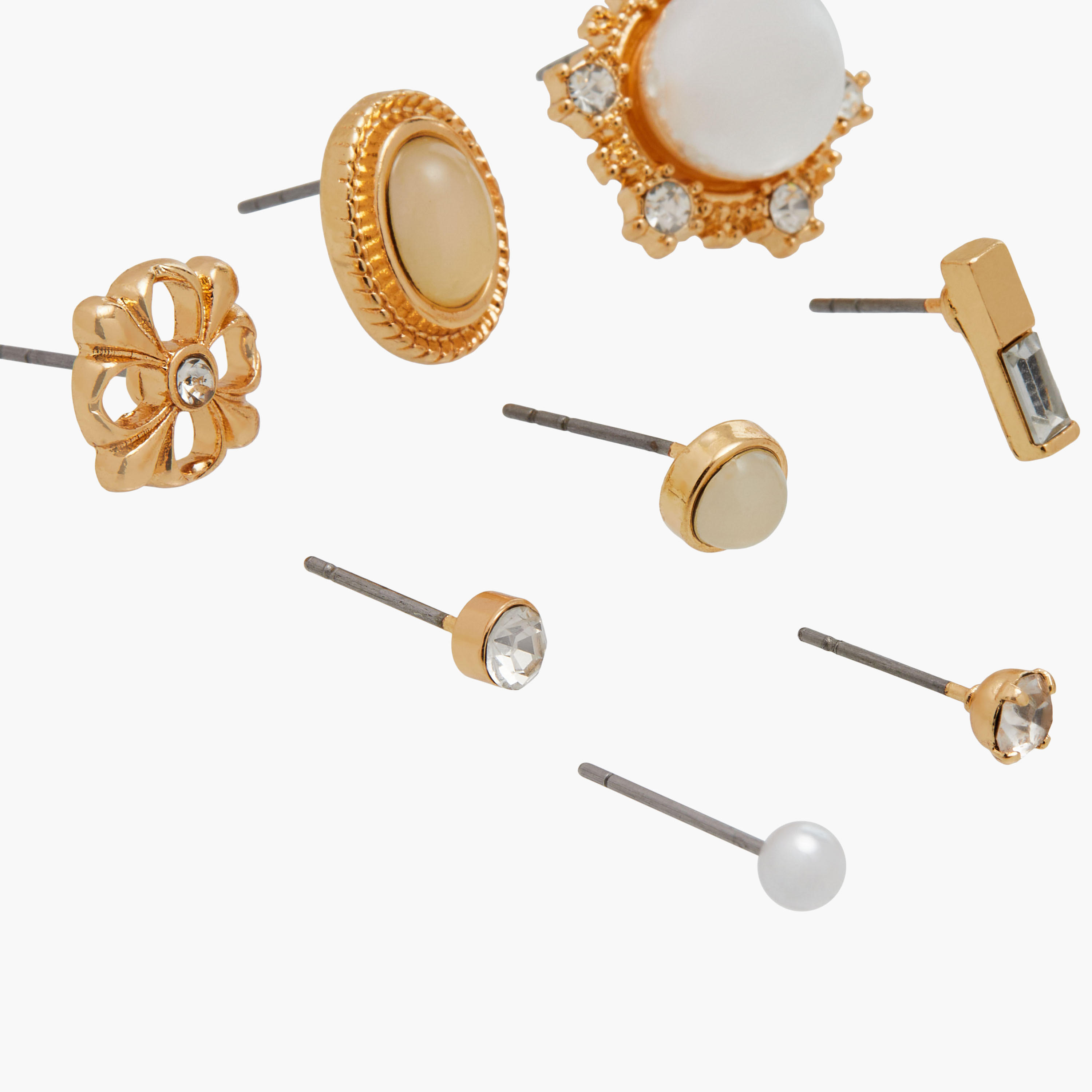 حلقان مرصعة ومزينة بمكبس إغلاق خلفي - طقم 9 أزواج-women-watchesandjewellery-jewellery-earrings-image-3