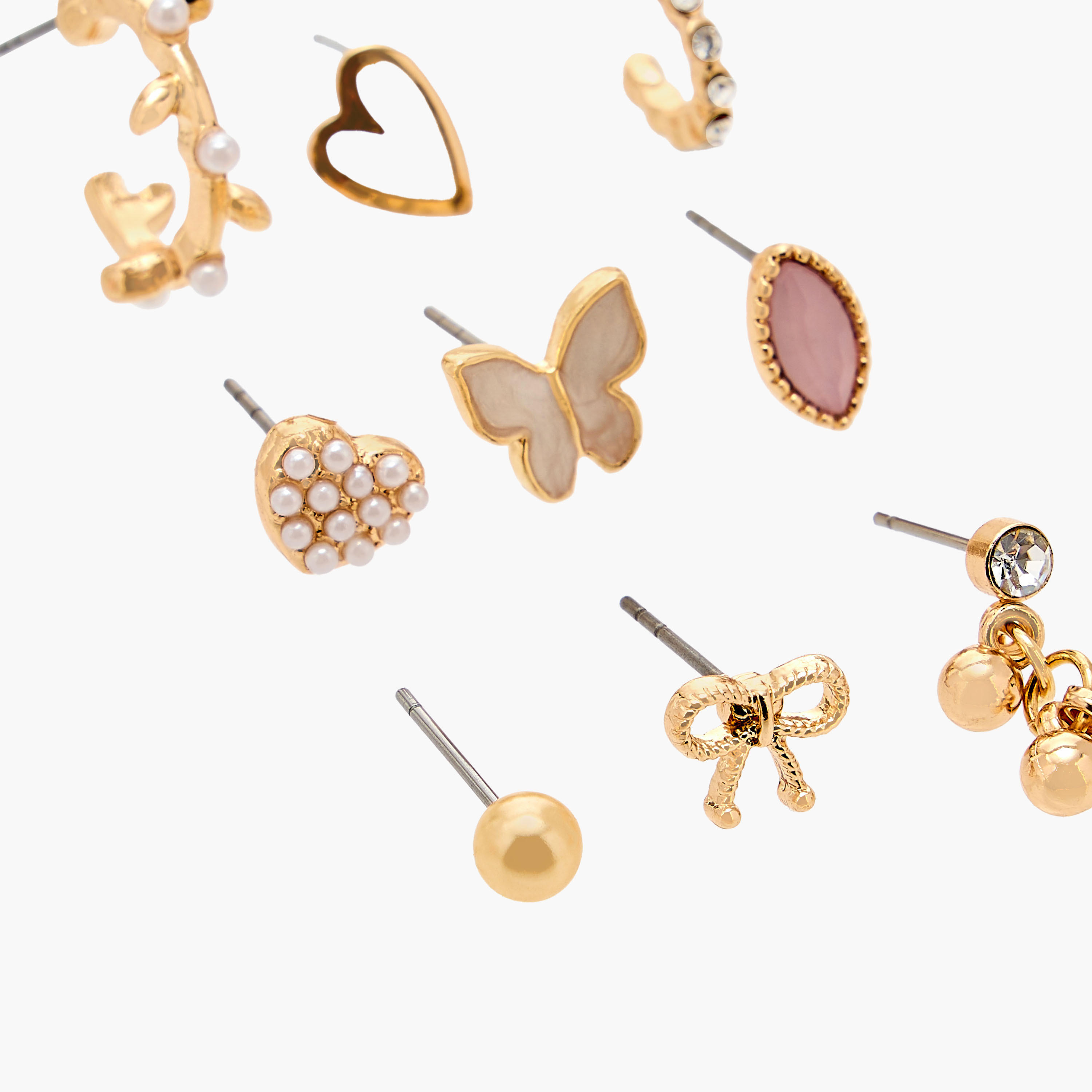 Assorted Metallic Earrings with Pushback Closure - Set of 9-women-watchesandjewellery-jewellery-earrings-image-3