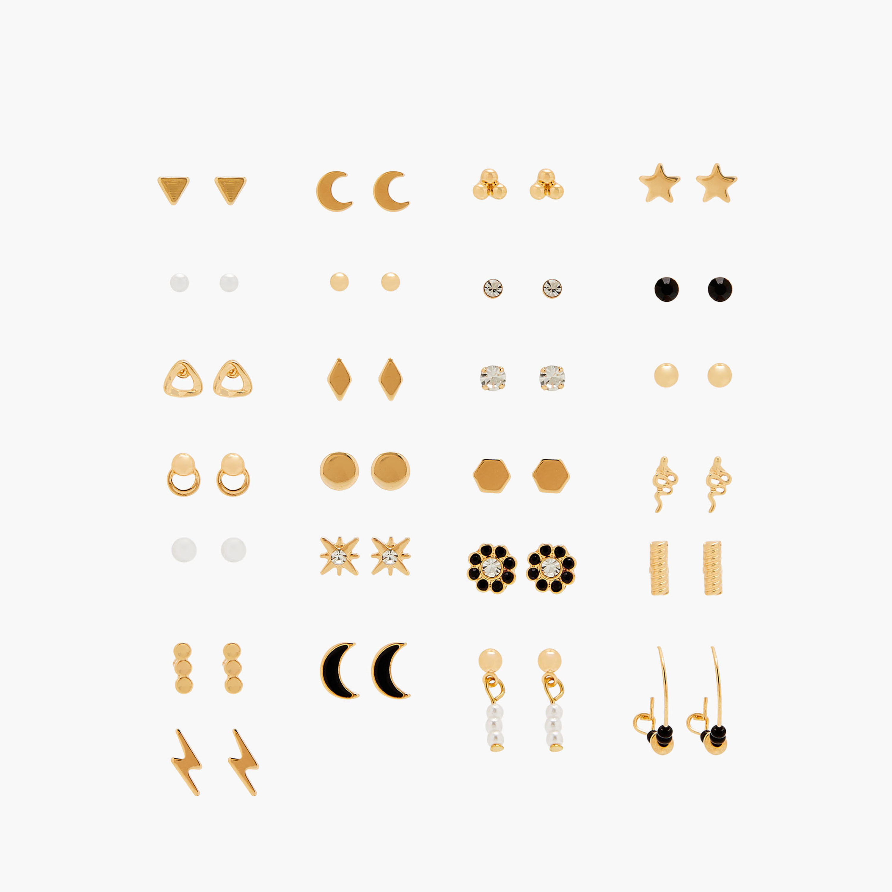 حلقان ميتاليك متنوعة مع زر ضغط خلفي - طقم 25 زوج-women-watchesandjewellery-jewellery-earrings-image-1