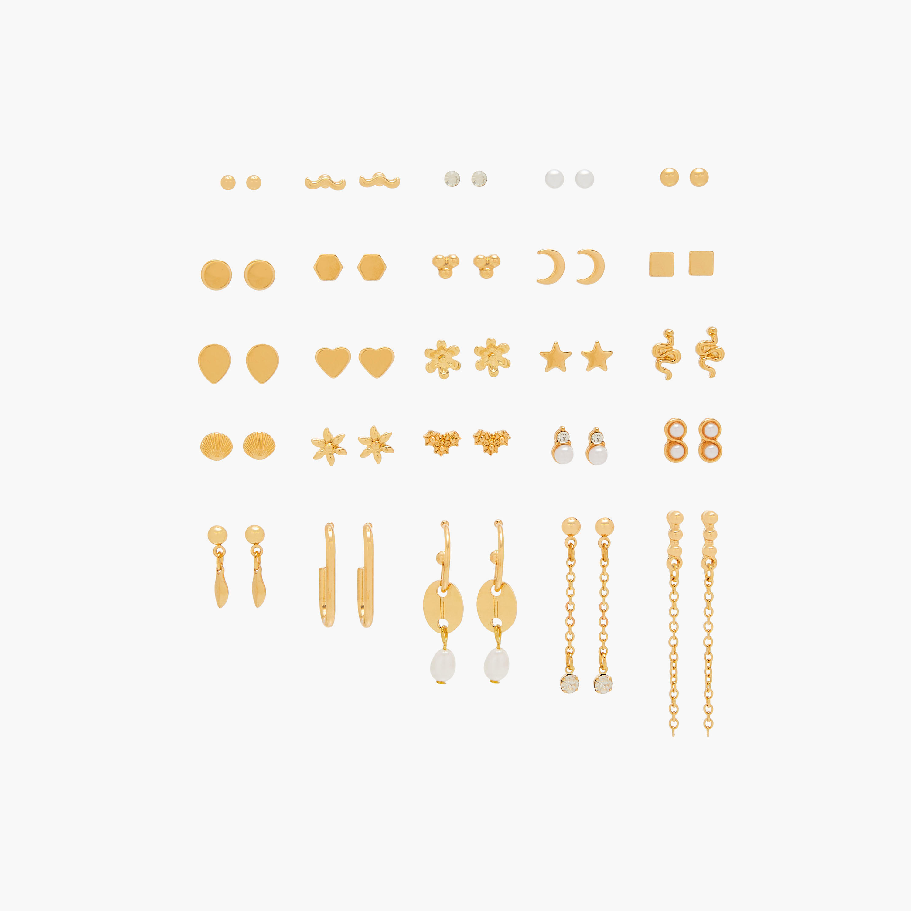 حلقان متنوعة بمكبس إغلاق خلفي - طقم من 25 زوجًا-women-watchesandjewellery-jewellery-earrings-image-1