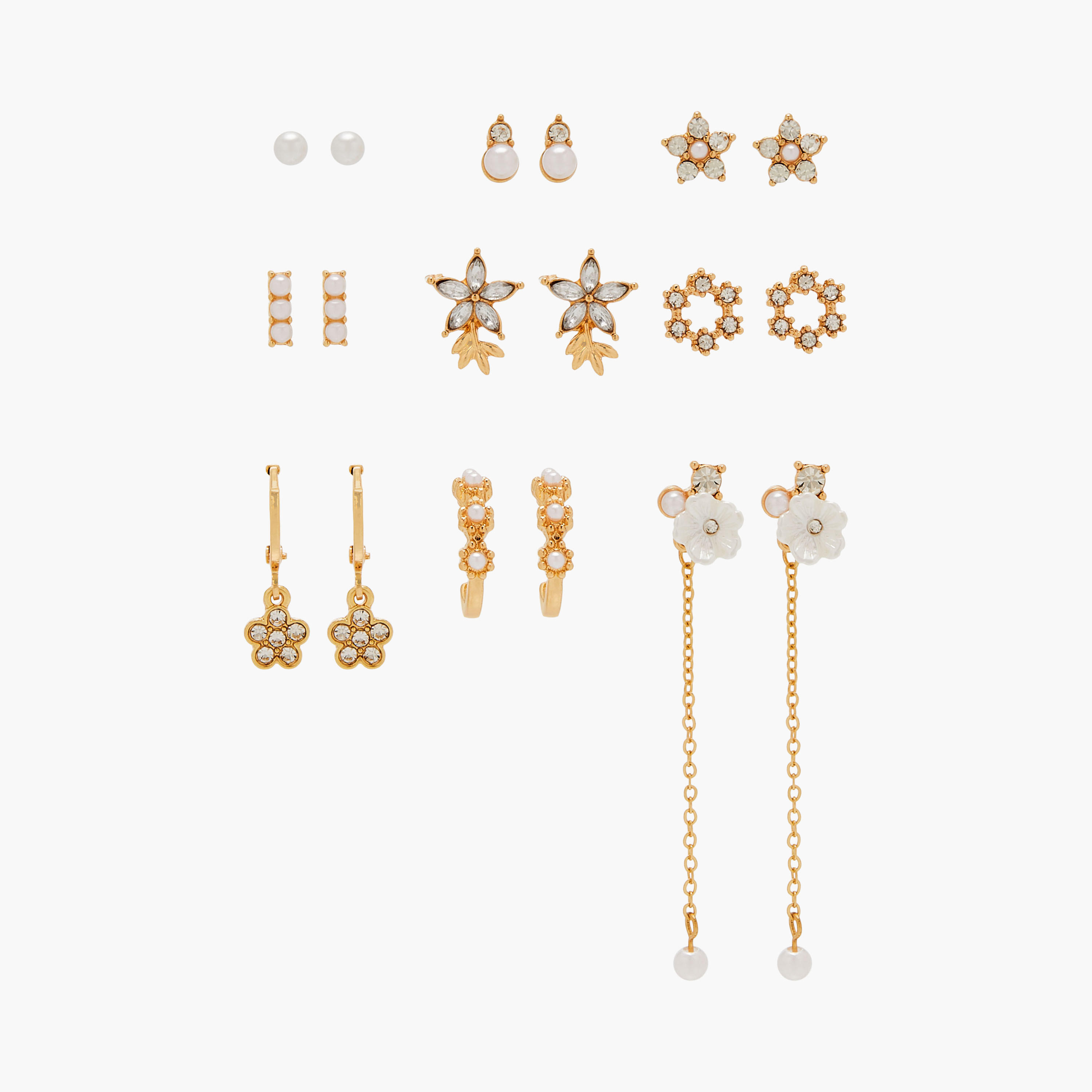 Embellished Earrings with Pushback Closure - Set of 9-women-watchesandjewellery-jewellery-earrings-image-1