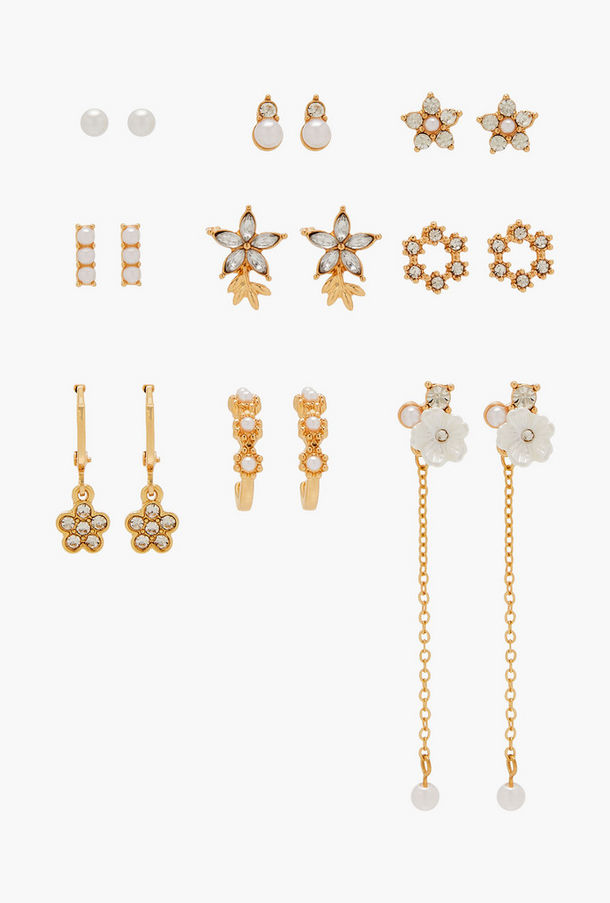 Embellished Earrings with Pushback Closure - Set of 9-women-image-1