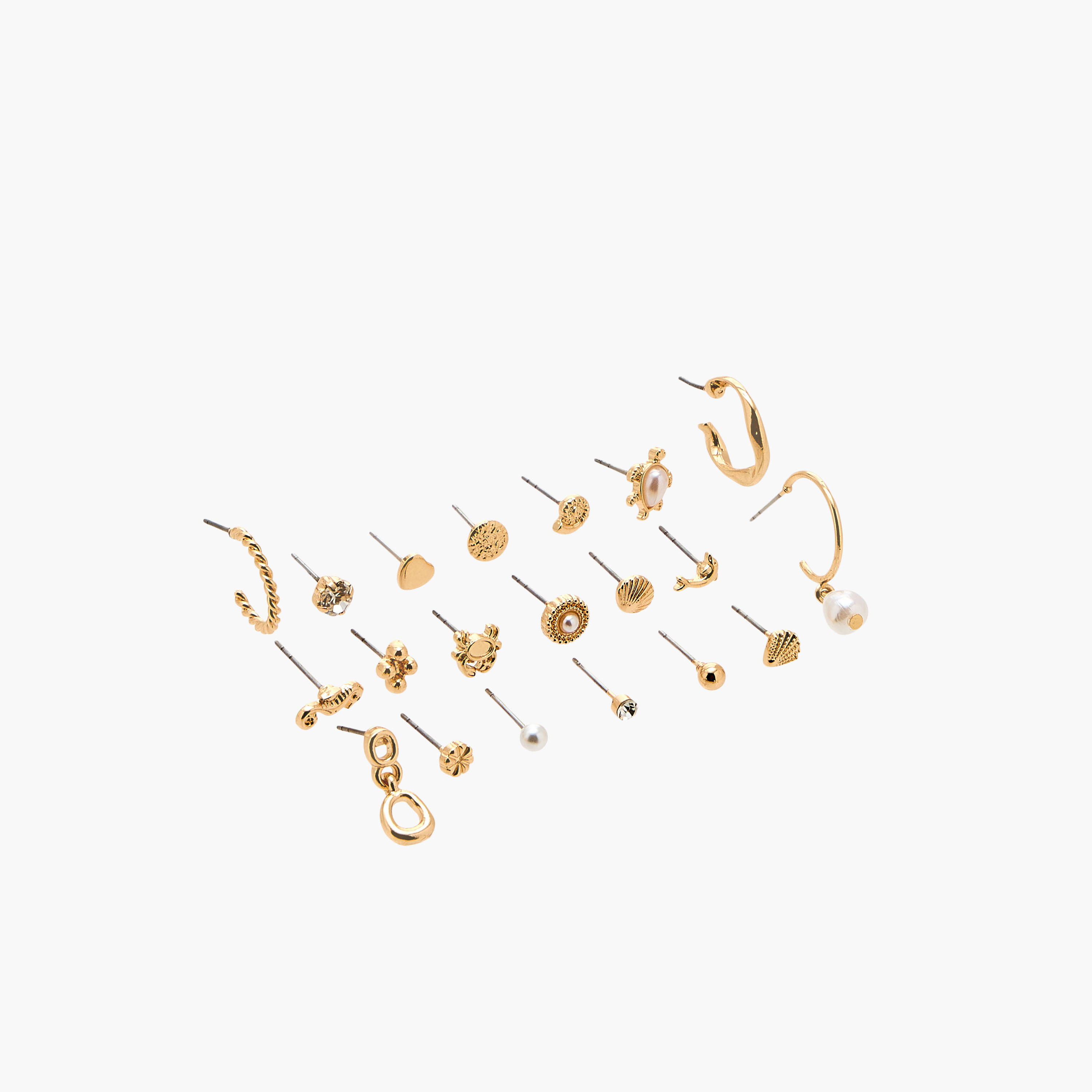 حلقان ميتاليك متنوعة بمكبس إغلاق خلفي - طقم من 20 زوج-women-watchesandjewellery-jewellery-earrings-image-2