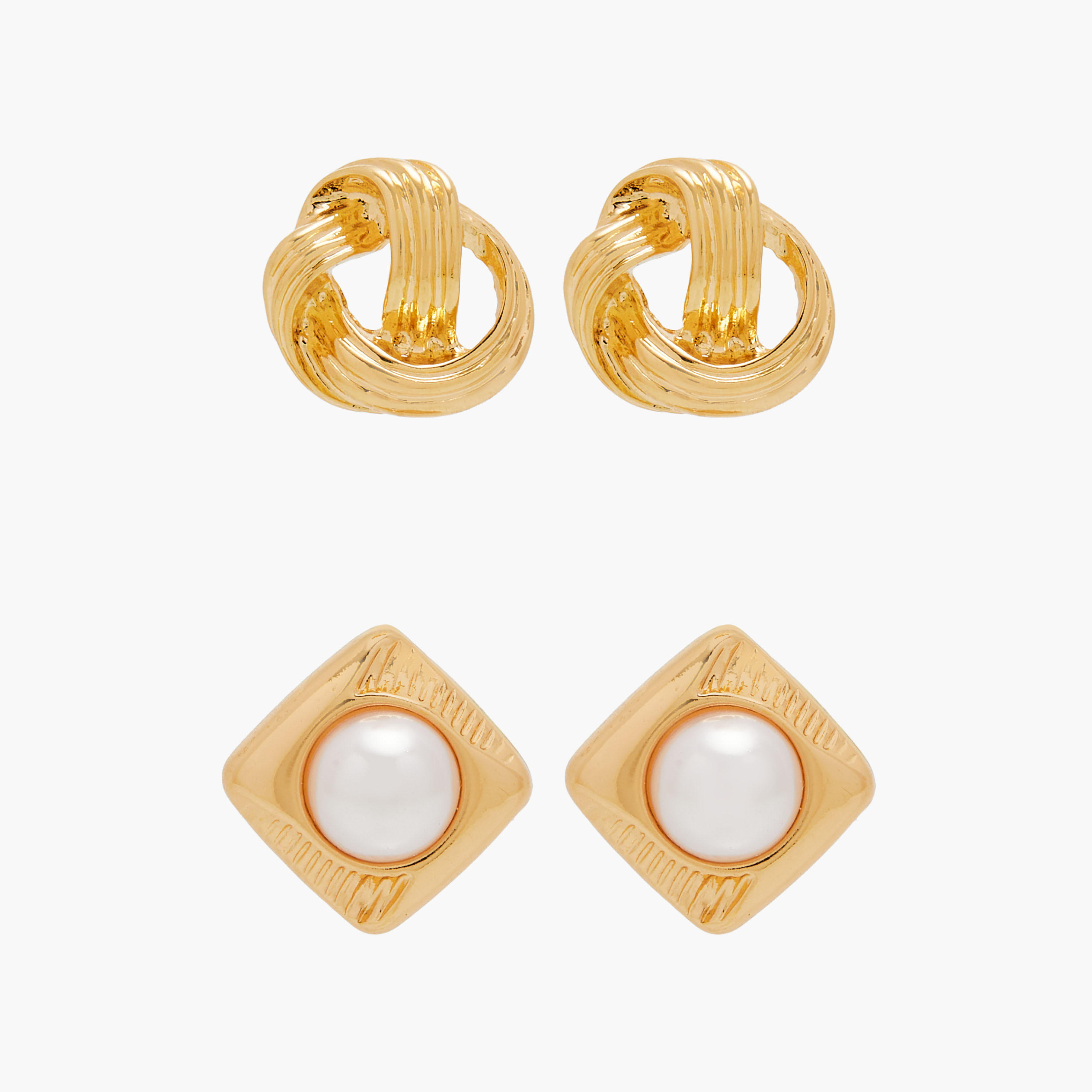 Assorted Metallic Earrings with Pushback Closure - Set of 2-women-watchesandjewellery-jewellery-earrings-image-1