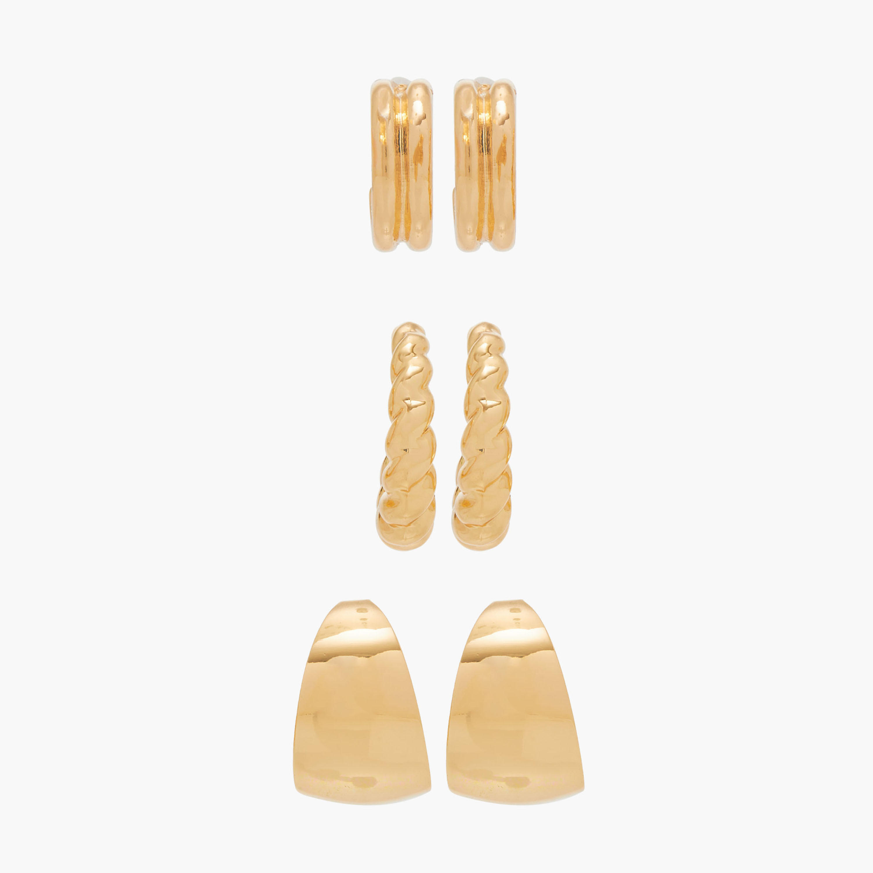 حلقان ميتاليك متنوعة بمكبس إغلاق خلفي - طقم 3 أزواج-women-watchesandjewellery-jewellery-earrings-image-1