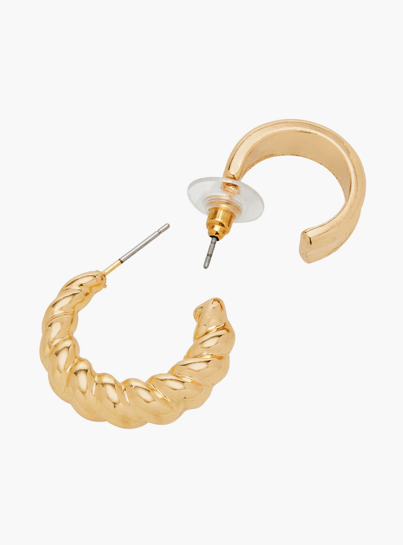 حلقان ميتاليك متنوعة بمكبس إغلاق خلفي - طقم 3 أزواج-women-watchesandjewellery-jewellery-earrings-image-7