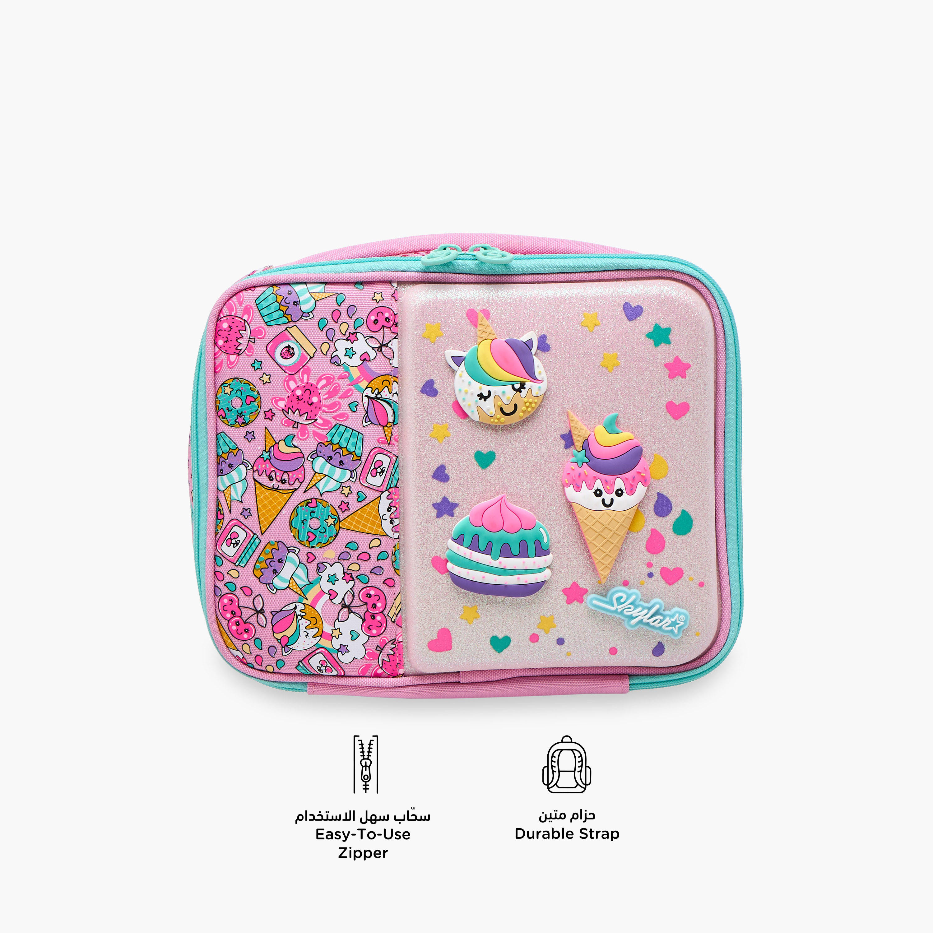 Skylar Ice Cream Print Lunch Bag with Top Handle and Zip Closure-school-lunchessentials-lunchbags-image-4